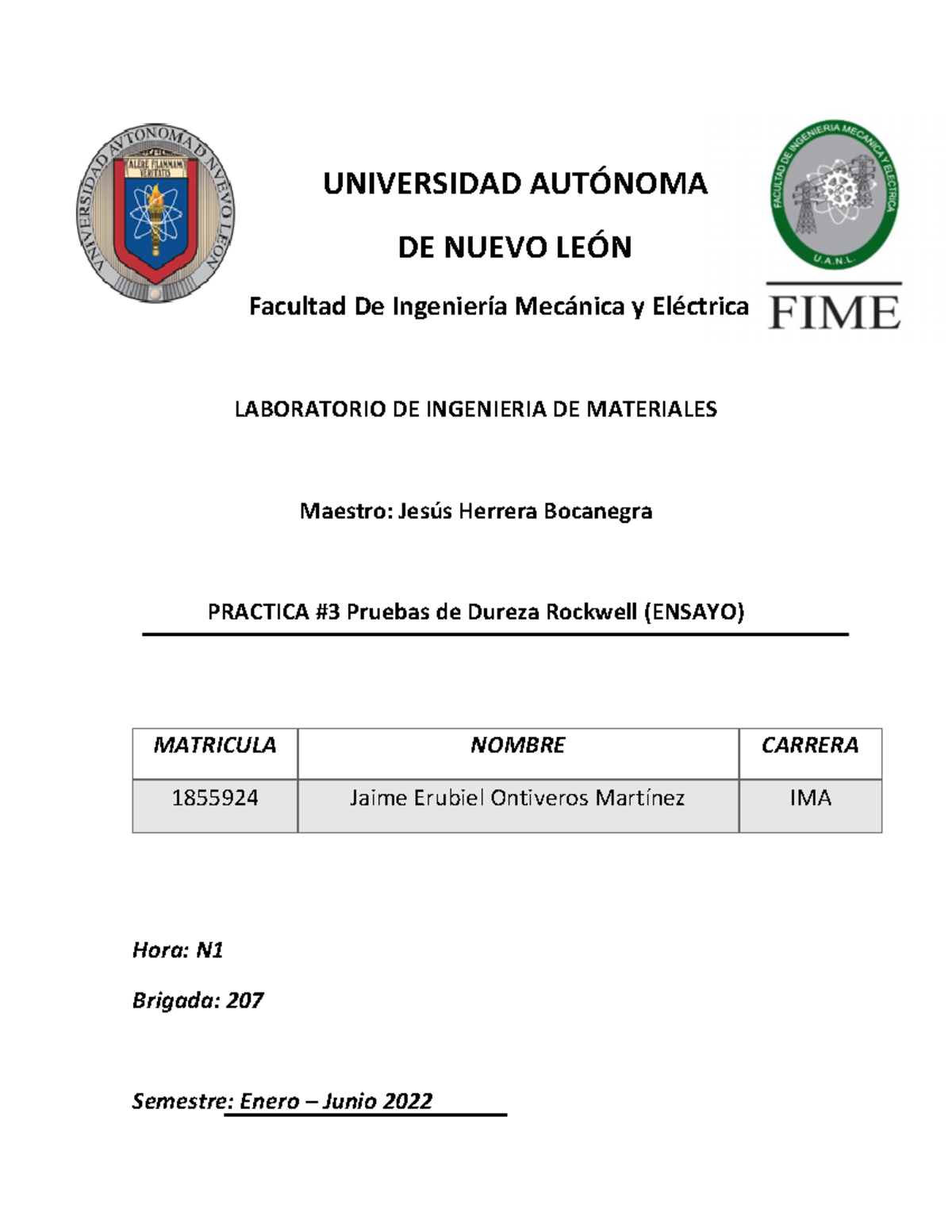 Practica #3 - UNIVERSIDAD AUT”NOMA DE NUEVO LE”N Facultad De IngenierÌa ...