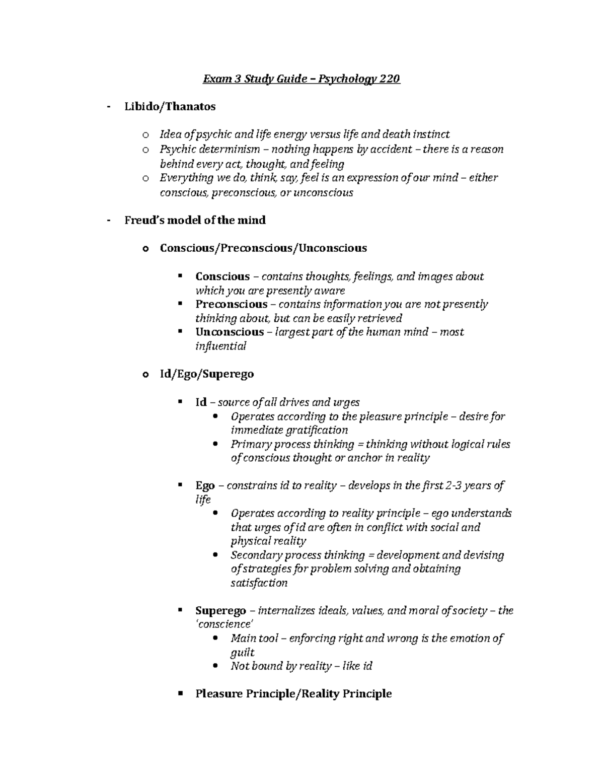 Pysch 220 Exam3Study Guide - Exam 3 Study Guide – Psychology 220 Libido ...