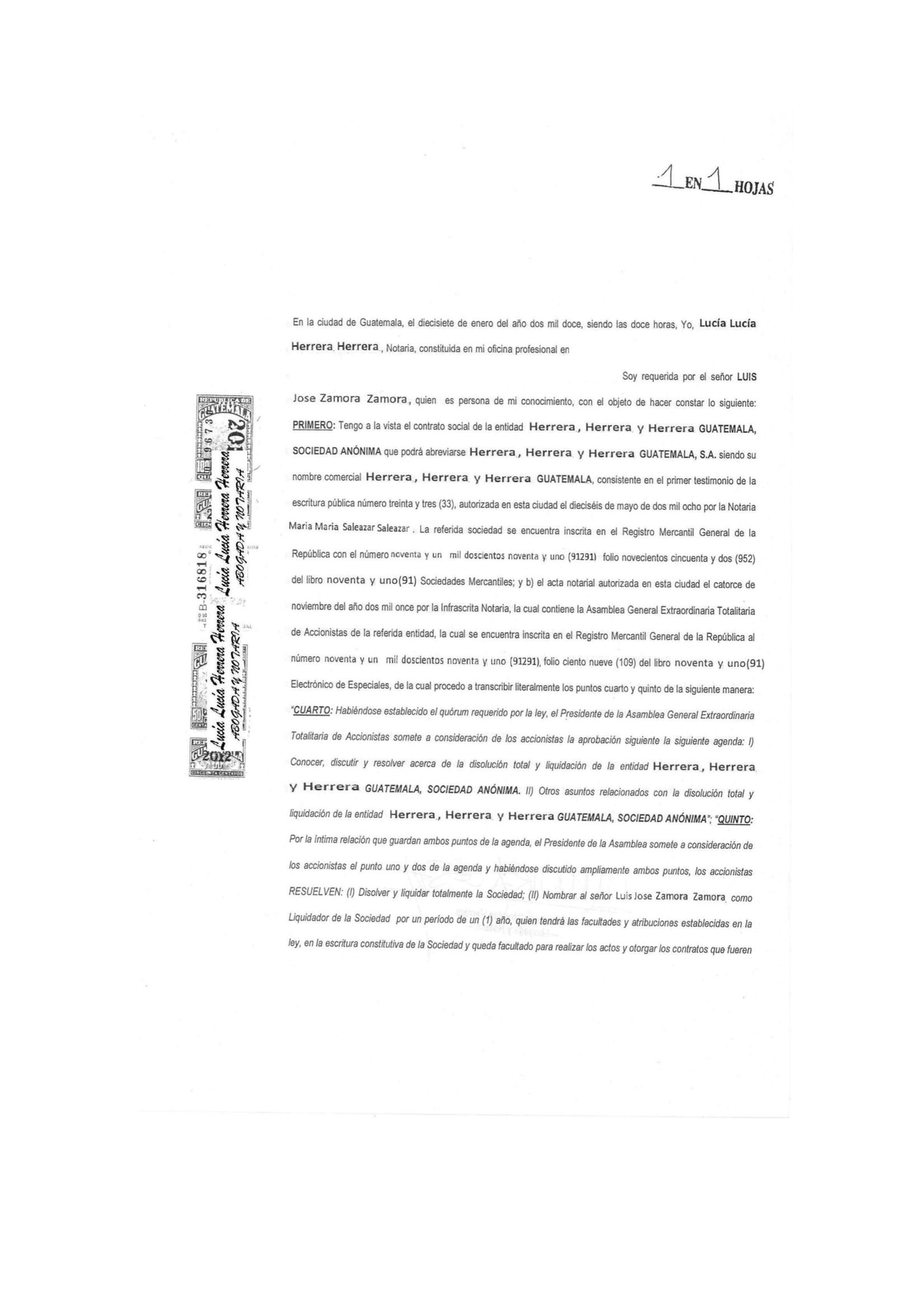 Modelo De Acta De Nombramiento De Liquidador Escrito Notariado Iv