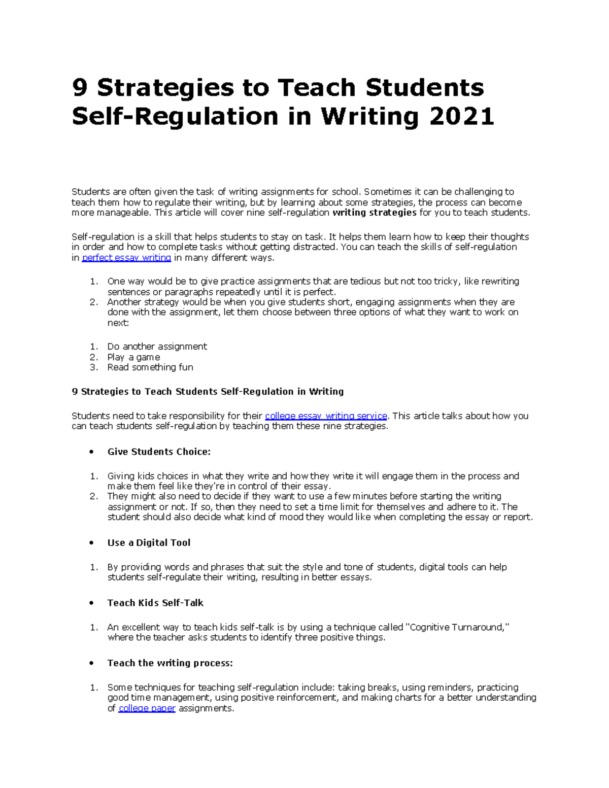 9 Strategies to Teach Students Self-Regulation in Writing 2021 ...