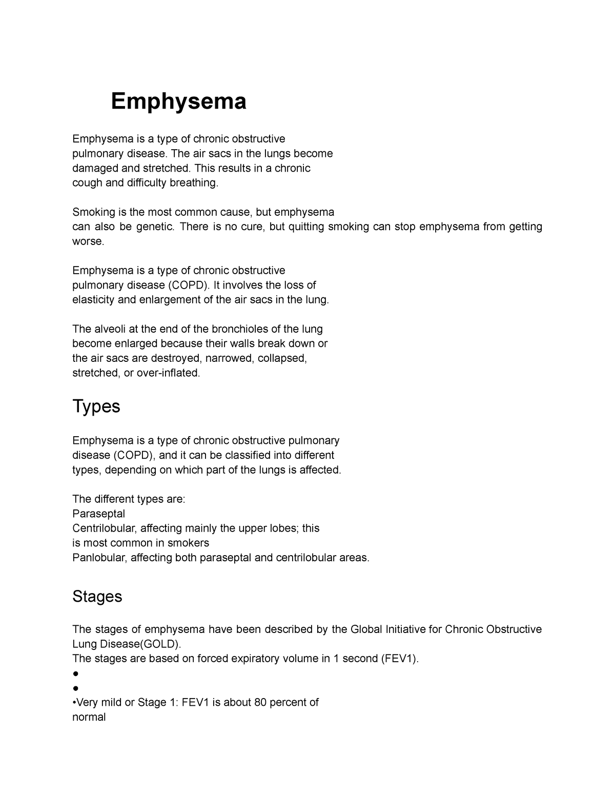 Emphysema - Emphysema Emphysema Is A Type Of Chronic Obstructive ...