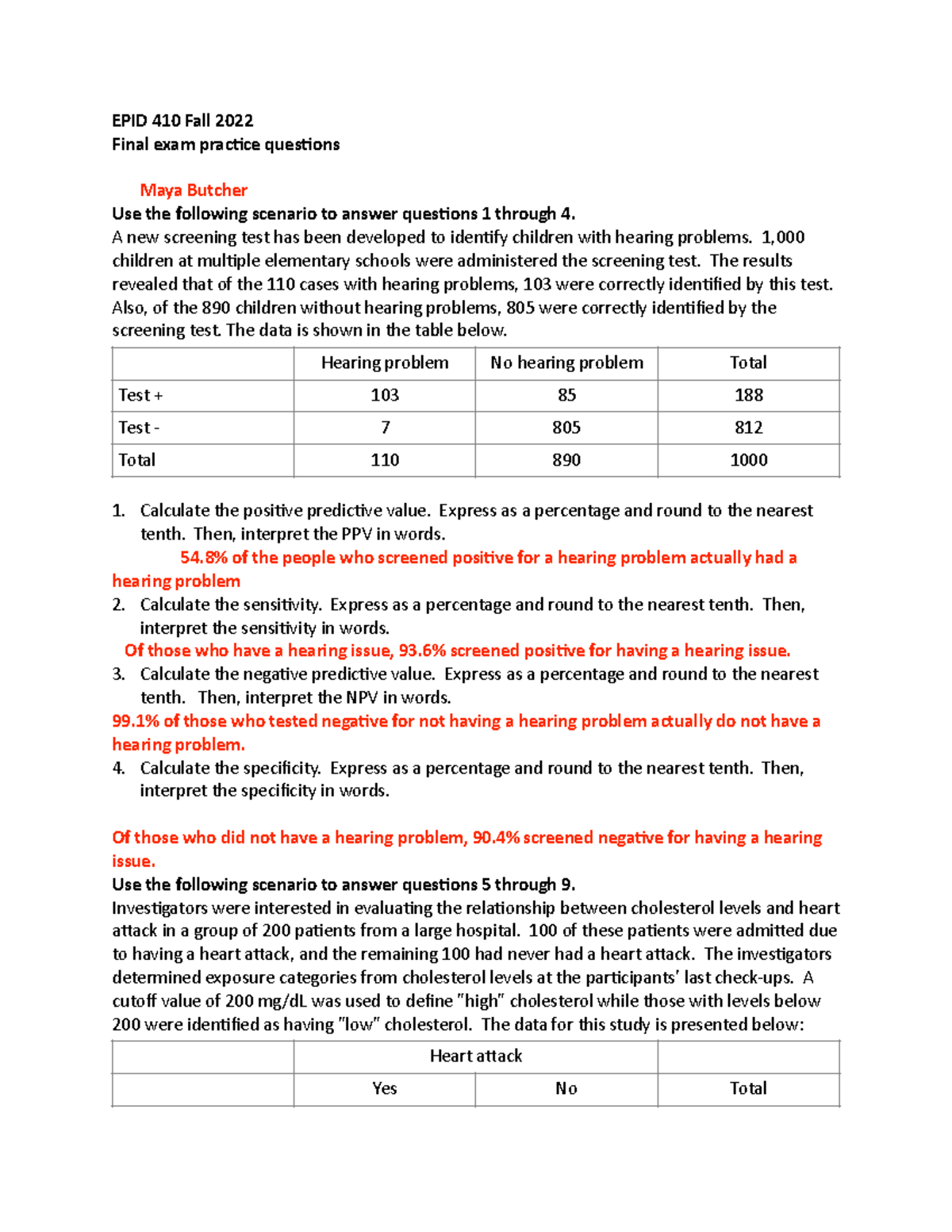 Final exam practice problems and Study Guide - EPID 410 Fall 2022 Final ...