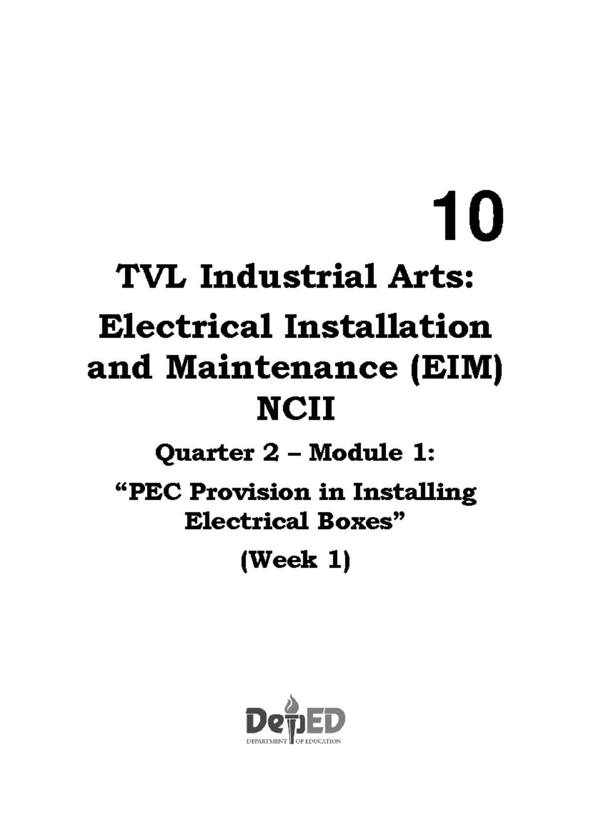 1 Q2-TLE-Electronics - 10 TVL Industrial Arts: Electrical Installation ...