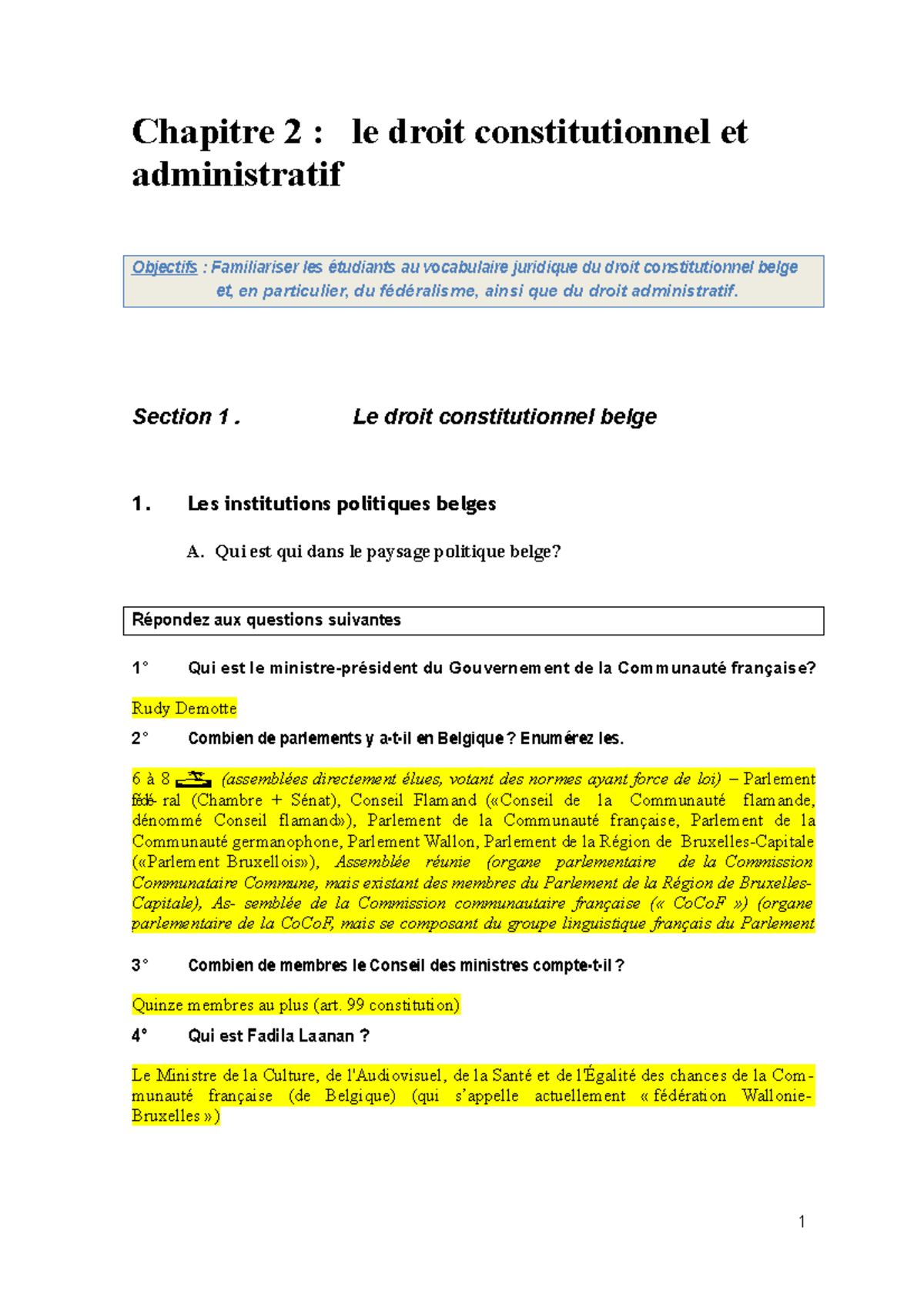 Chapitre 2 - Hoofdstuk 1 - Chapitre 2 : Le Droit Constitutionnel Et ...