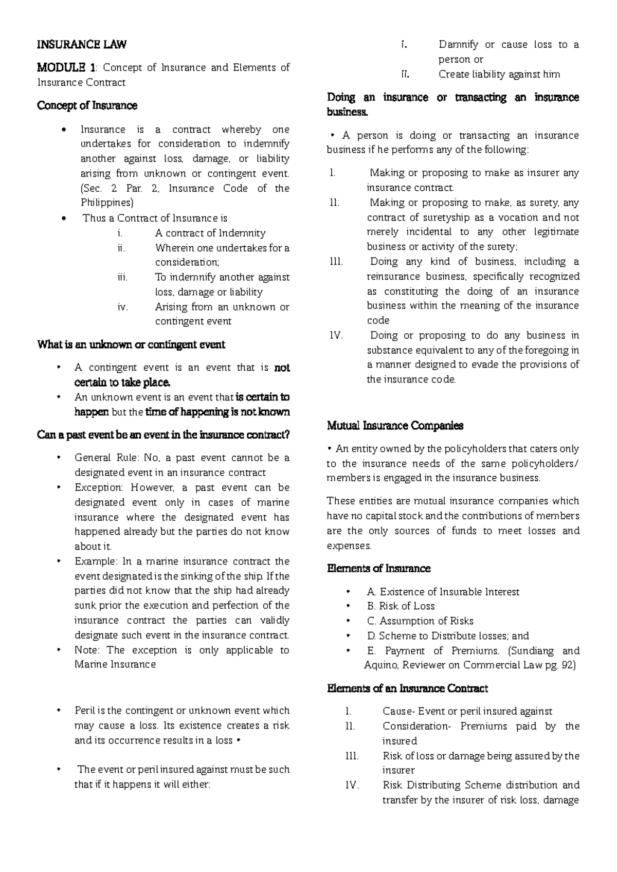 Insurance-LAW - Reviewer in Insurance Law - INSURANCE LAW MODULE 1 ...