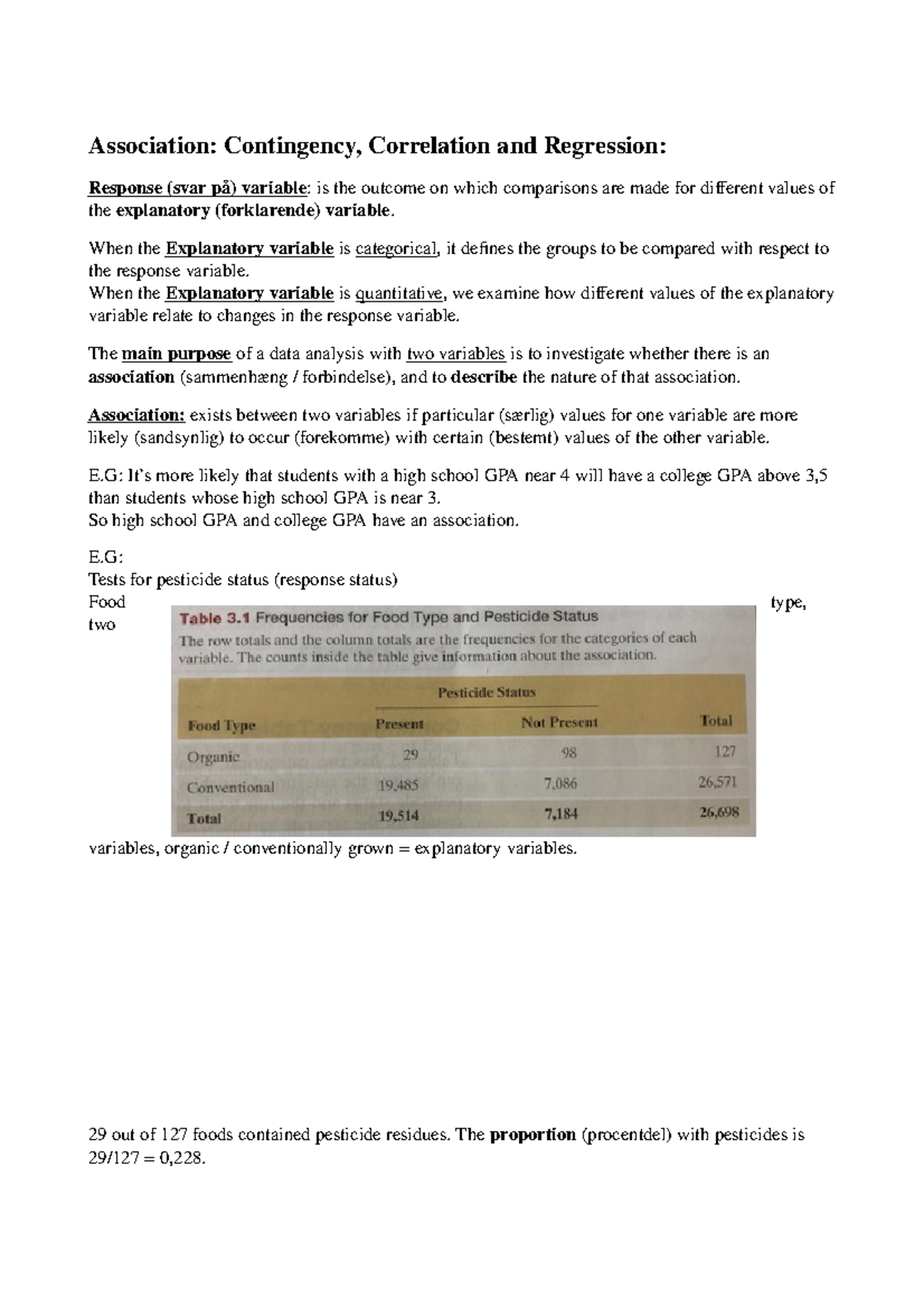 Noter til modul 2 - Association: Contingency, Correlation and ...