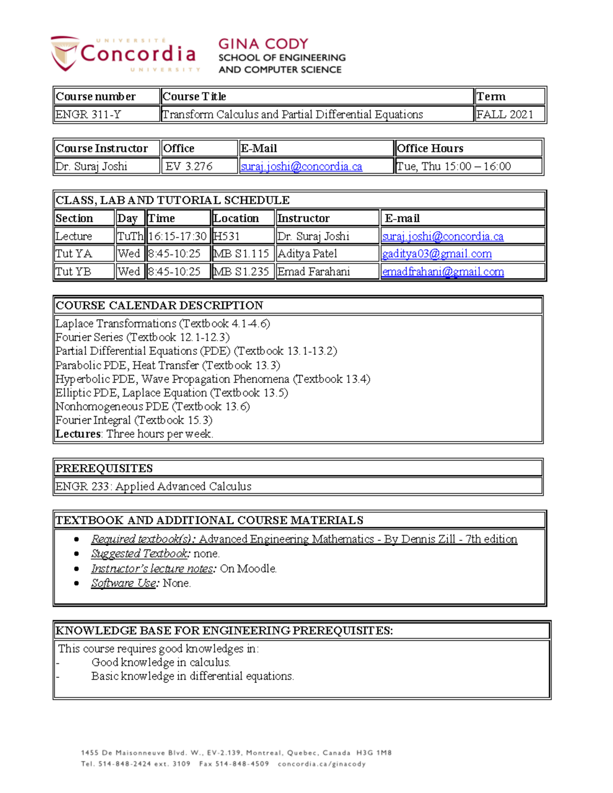 Course Outline ENGR 311 Y Fall 2021-2 - Course Number Course Title Term ...