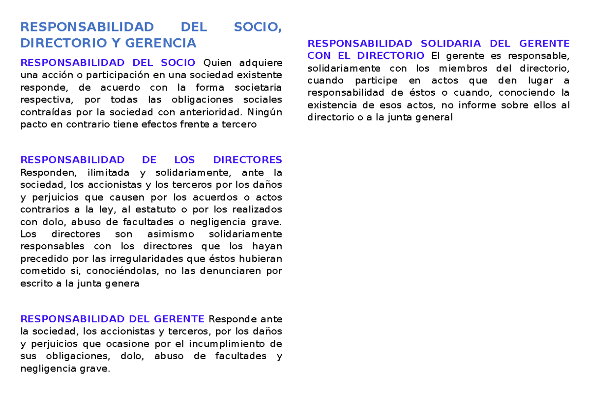 Semana 11 - RESPONSABILIDAD DEL SOCIO, DIRECTORIO Y GERENCIA ...