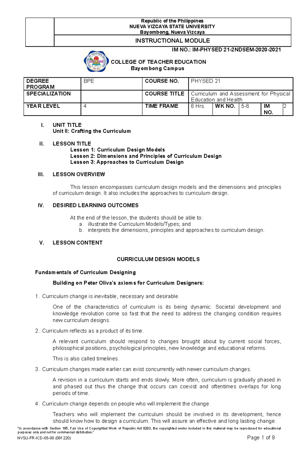 Physed 21 Module 2 - for physical education - NUEVA VIZCAYA STATE ...