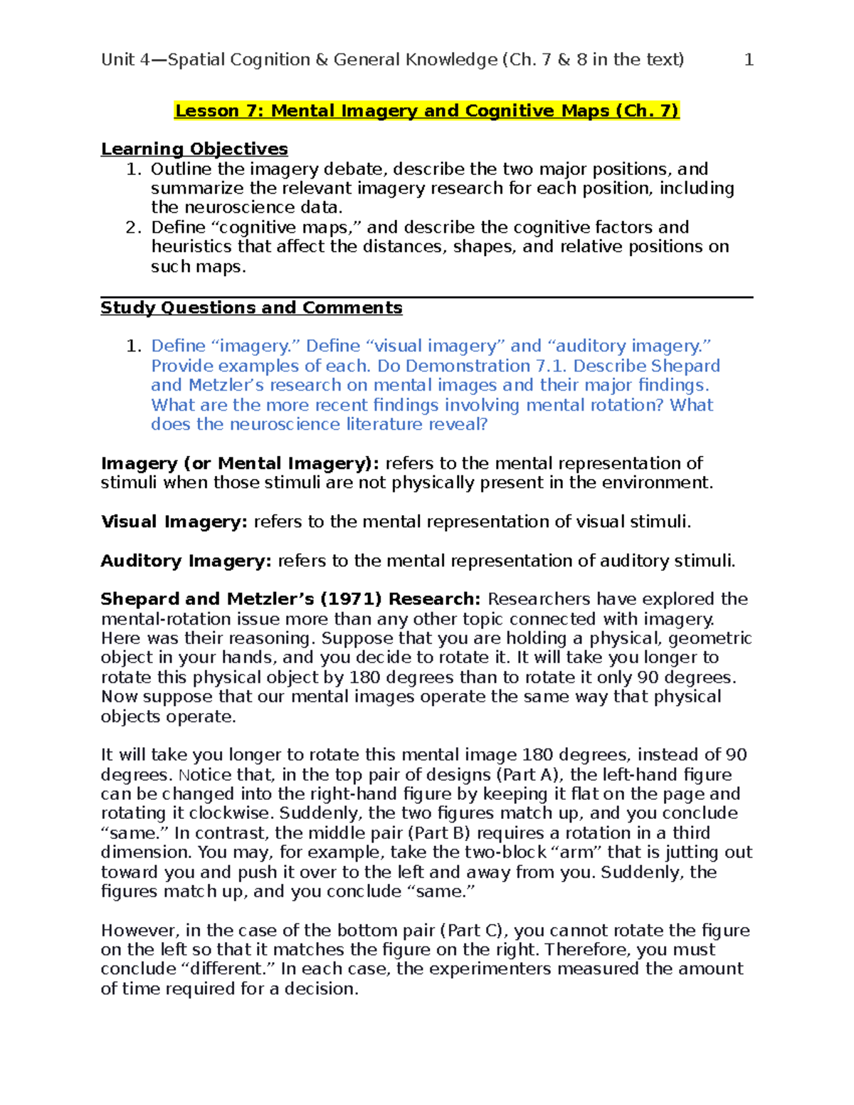 psyc355-unit-4-mental-imagery-and-cognitive-maps-notes-lesson-7