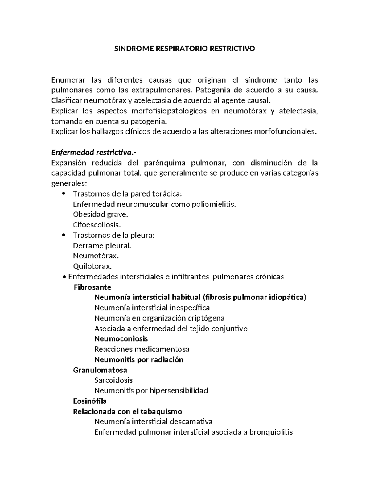 SINDROME RESPIRATORIO RESTRICTIVO - SINDROME RESPIRATORIO RESTRICTIVO ...