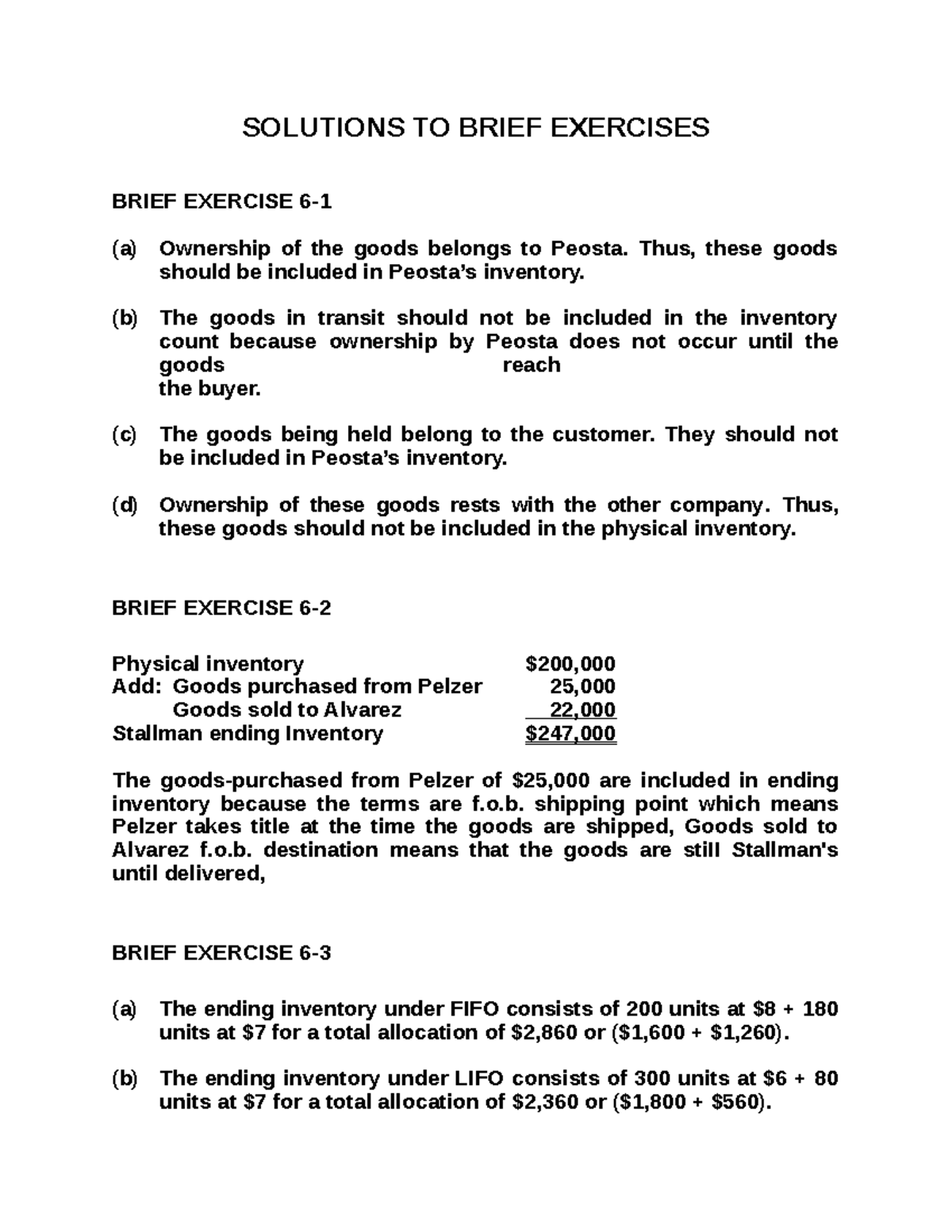 Brief Exercise Chapter 6 Solutions SOLUTIONS TO BRIEF EXERCISES BRIEF