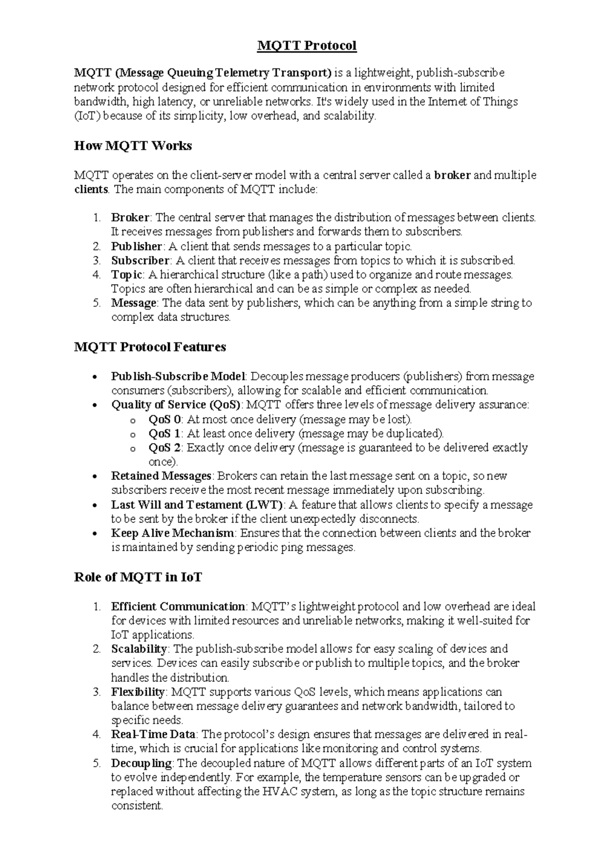 MQTT Protocol - Material - MQTT Protocol MQTT (Message Queuing ...