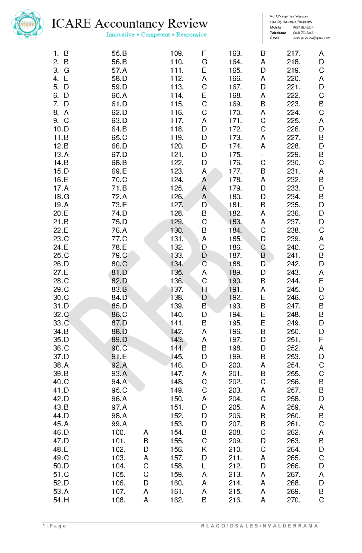 Copy of RFBT 05 09 Law on Partnership Answer Key for MCQs Drills - 1 ...