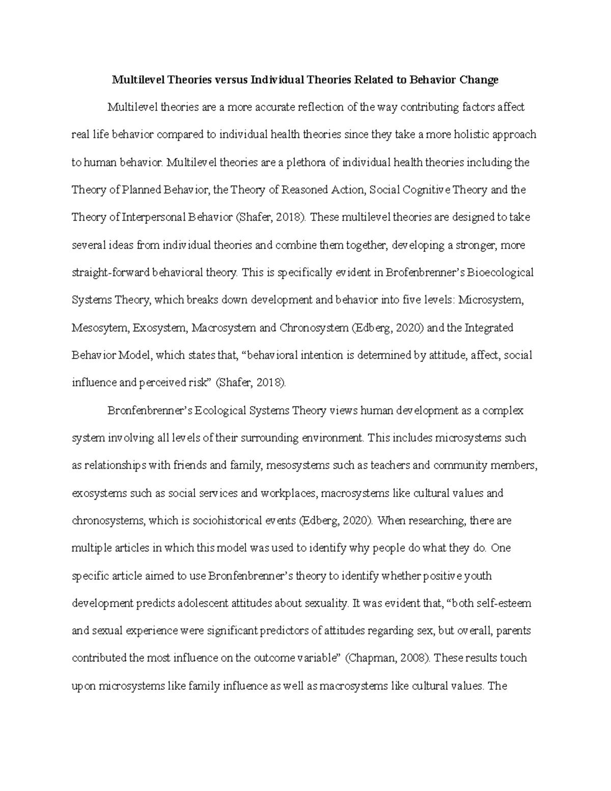SBDH Paper Module 4 - Multilevel theories vs individual theories ...