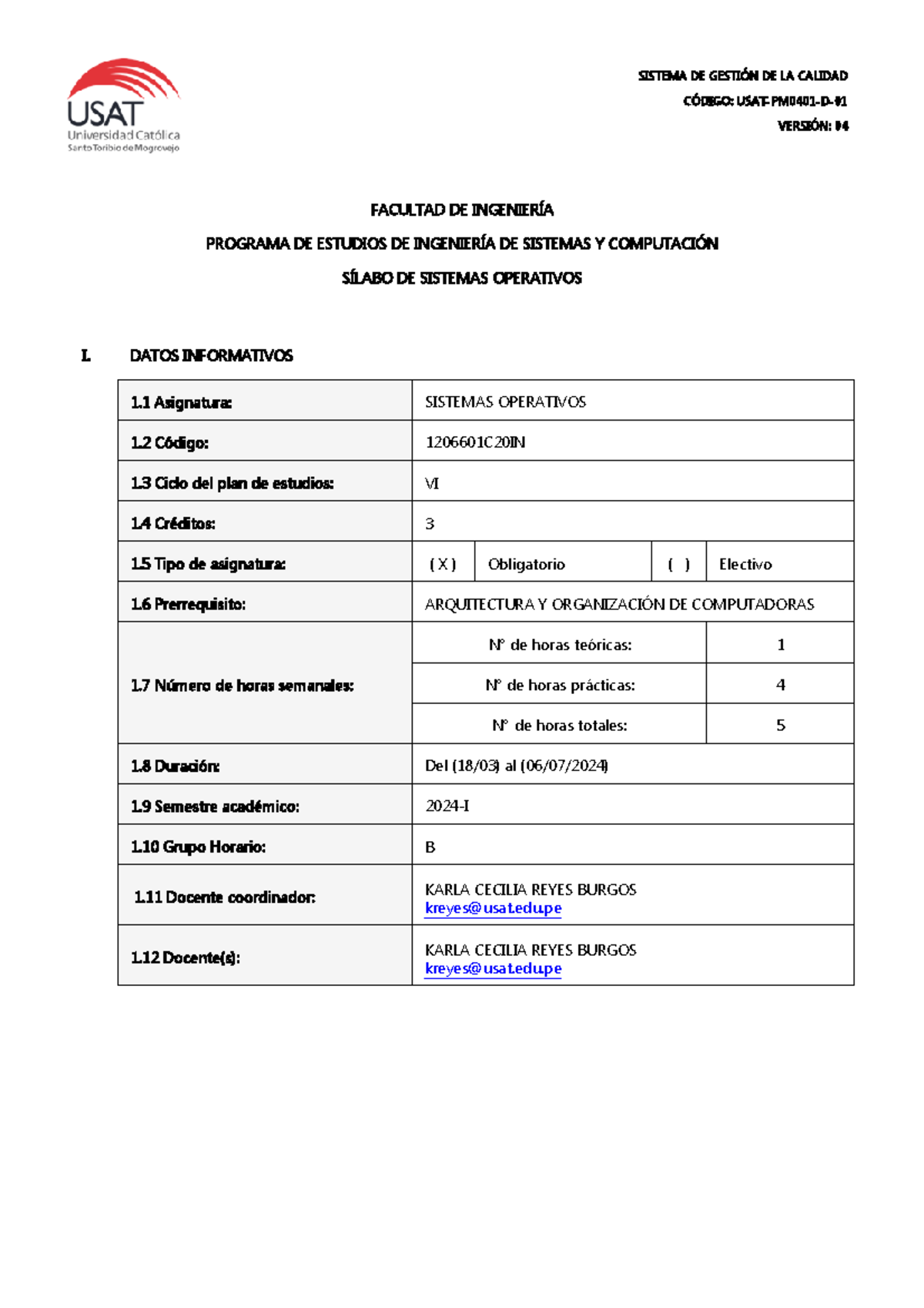 Silabo 2024-I Sistemas Operativos B - SISTEMA DE GESTIÓN DE LA CALIDAD ...