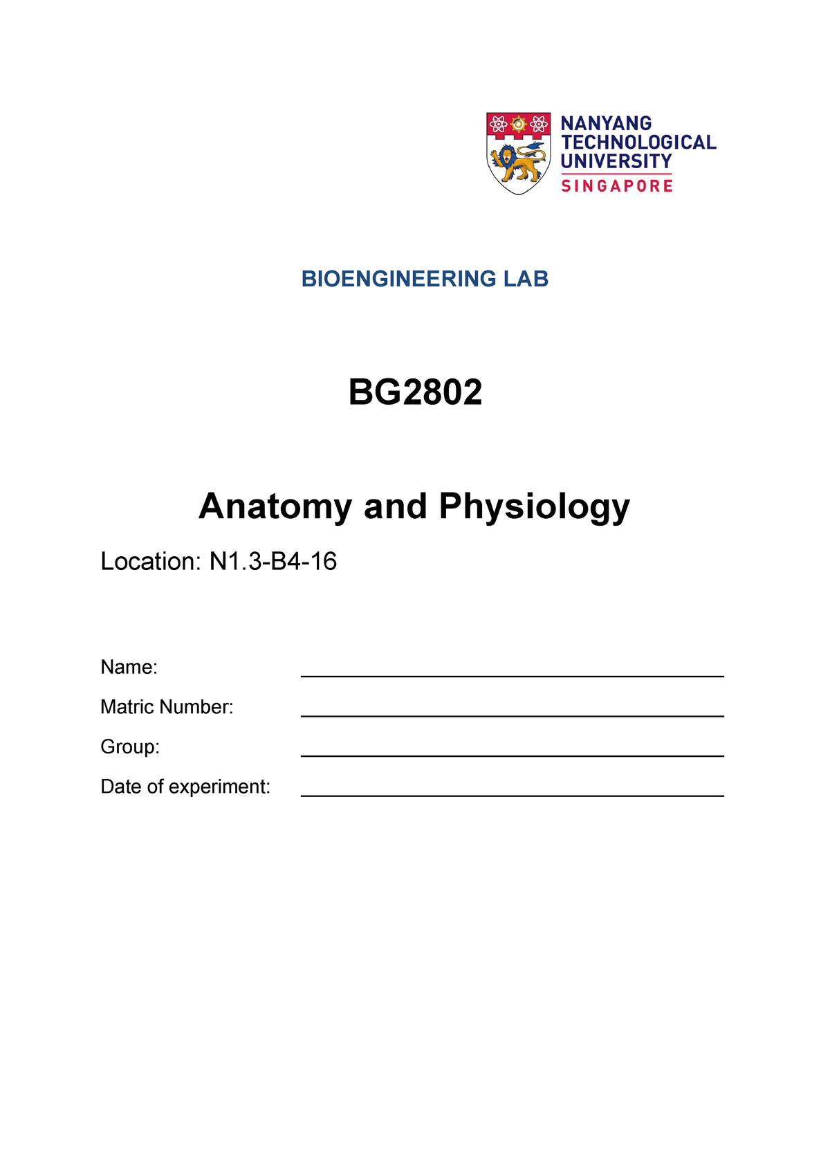 BG2801 L1 Anatomy And Physiology - BIOENGINEERING LAB BG Anatomy And ...