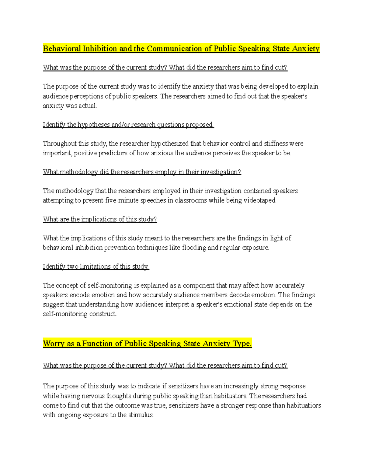 SONA Research coursework Behavioral Inhibition and the