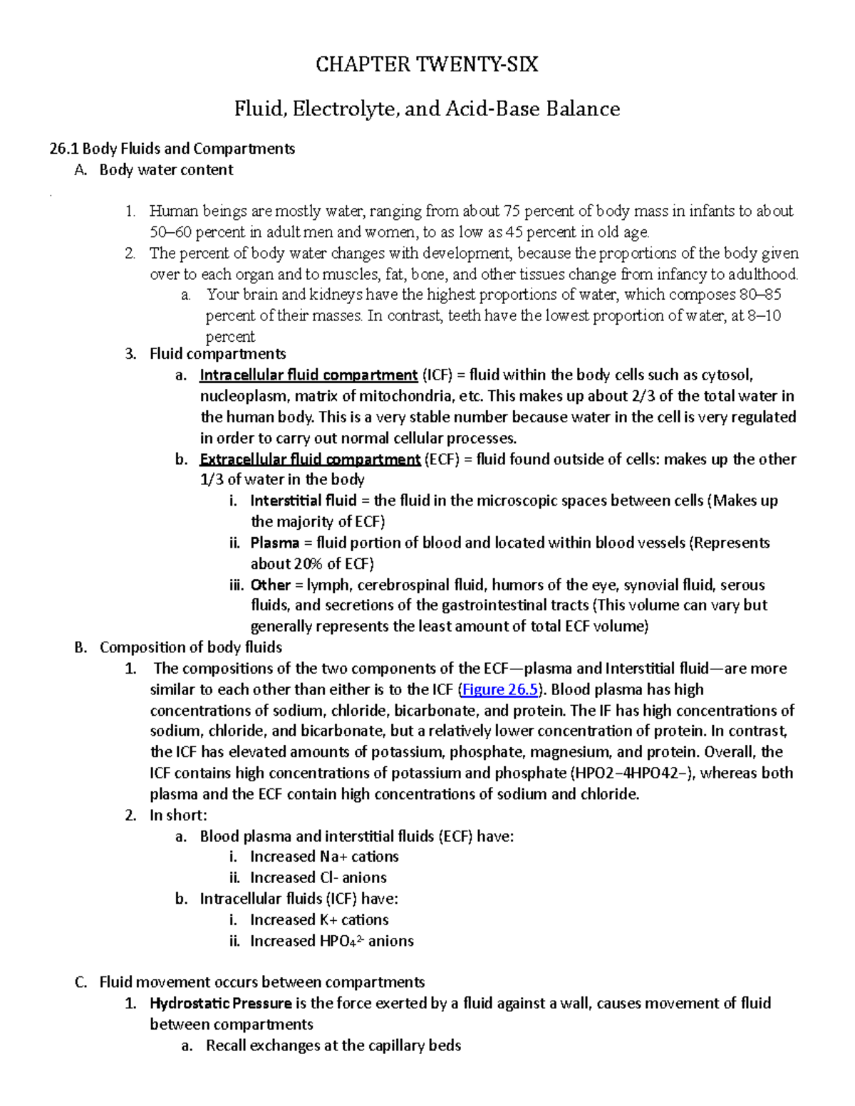 Ch. 26 Fluid And Electrolytes - CHAPTER TWENTY-SIX Fluid, Electrolyte ...