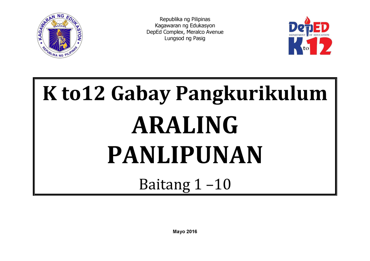 Ap Cg Curriculum Guide Republika Ng Pilipinas Kagawaran Ng Edukasyon Deped Complex Meralco 1627