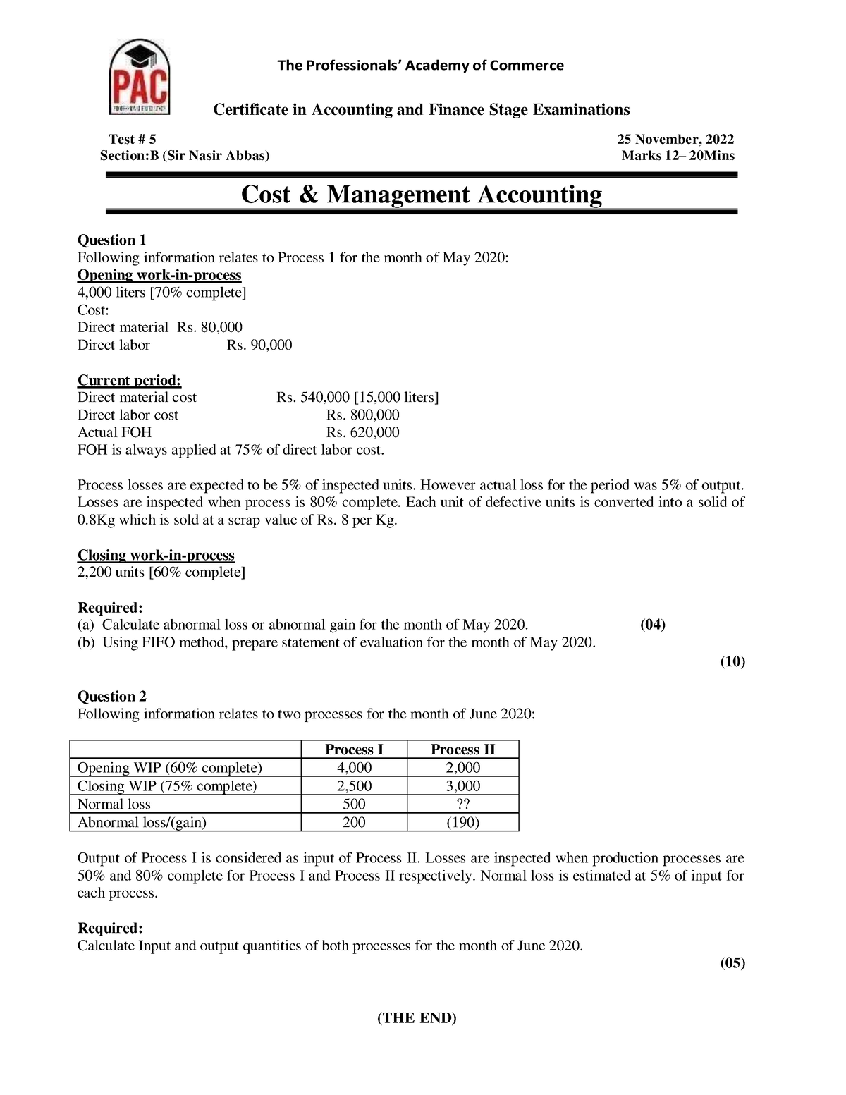 Test 8 Cma (92) - Notes - The Professionals’ Academy Of Commerce ...