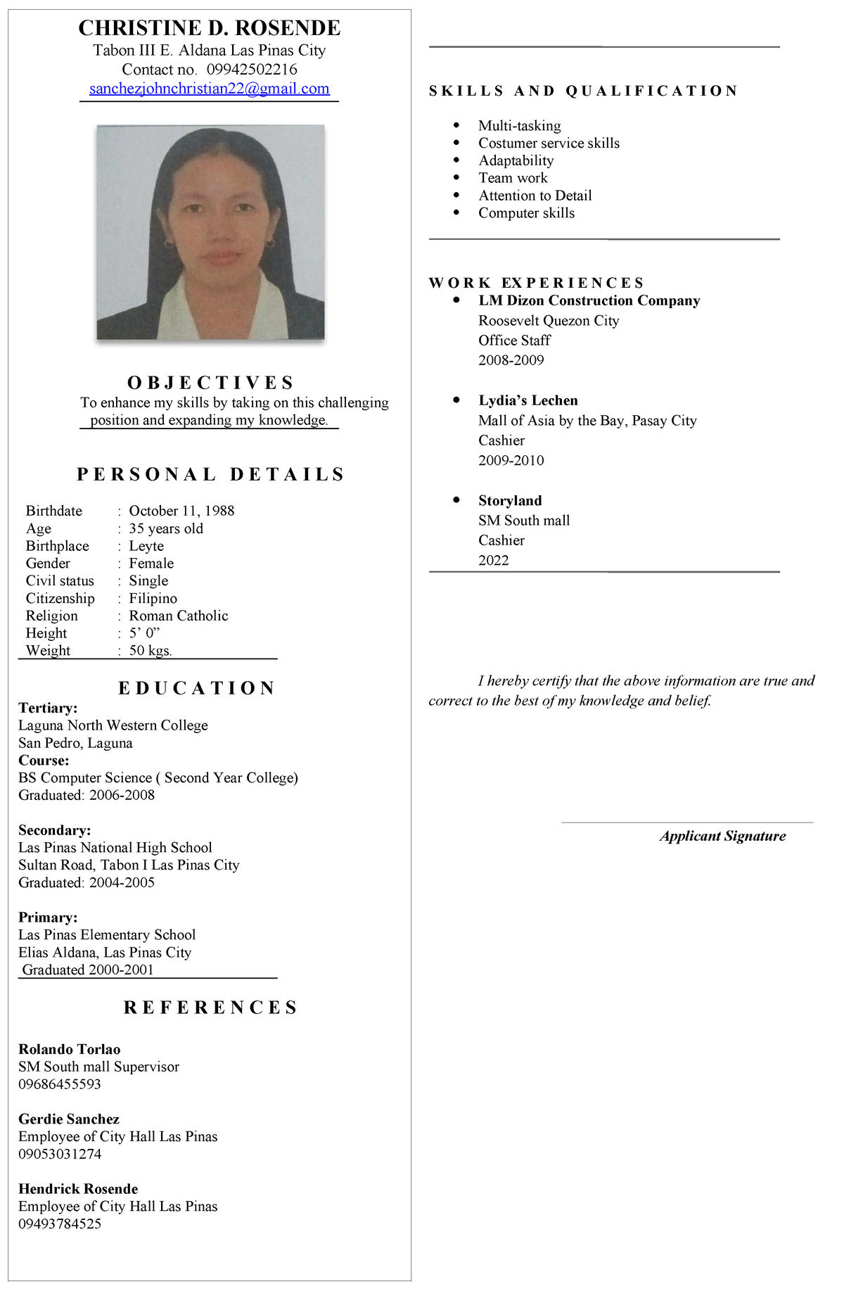 Christine Rosende updated resume 2024 - CHRISTINE D. ROSENDE Tabon III ...