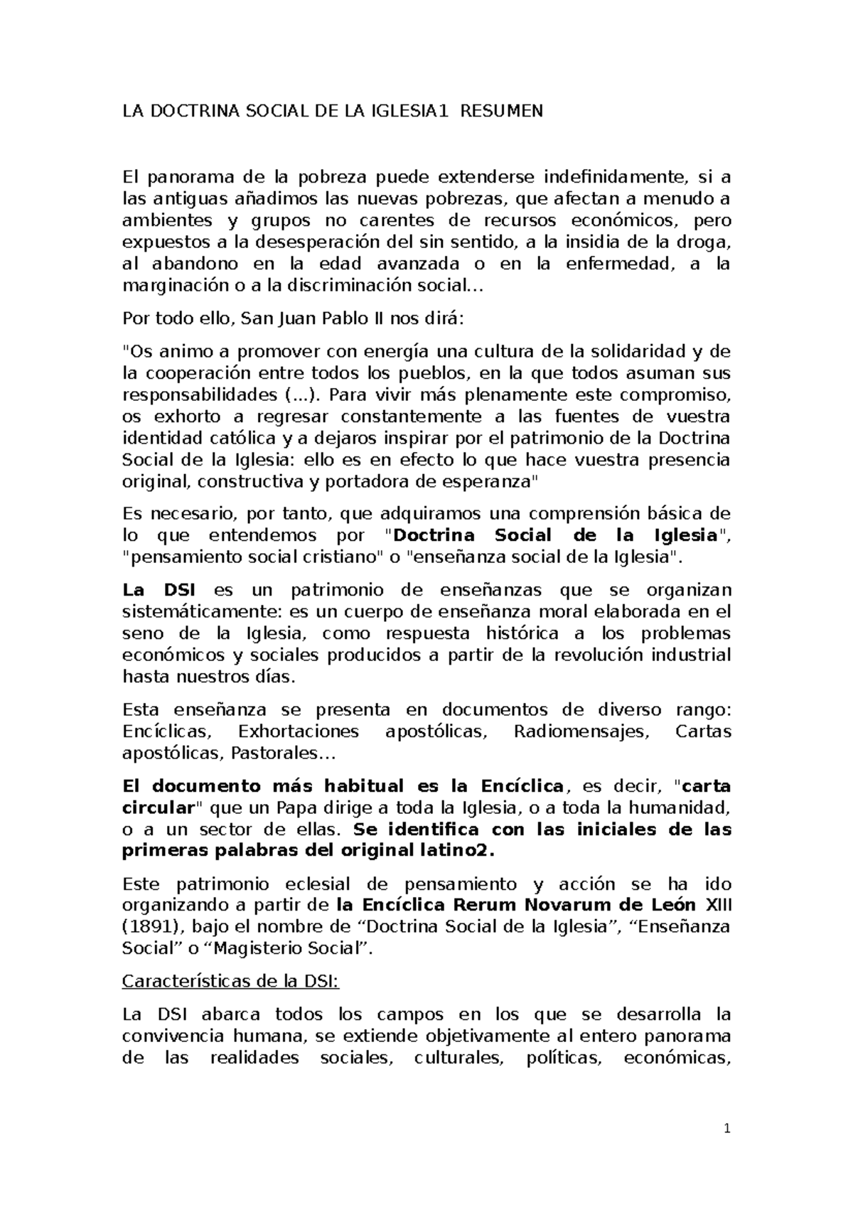 LA Doctrina Social DE LA Iglesia 1 Resumen - LA DOCTRINA SOCIAL DE LA ...