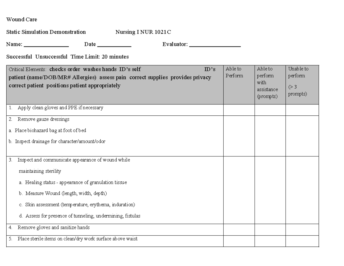 Wound+Care+NUR+1021C - Wound Care Static Simulation Demonstration ...