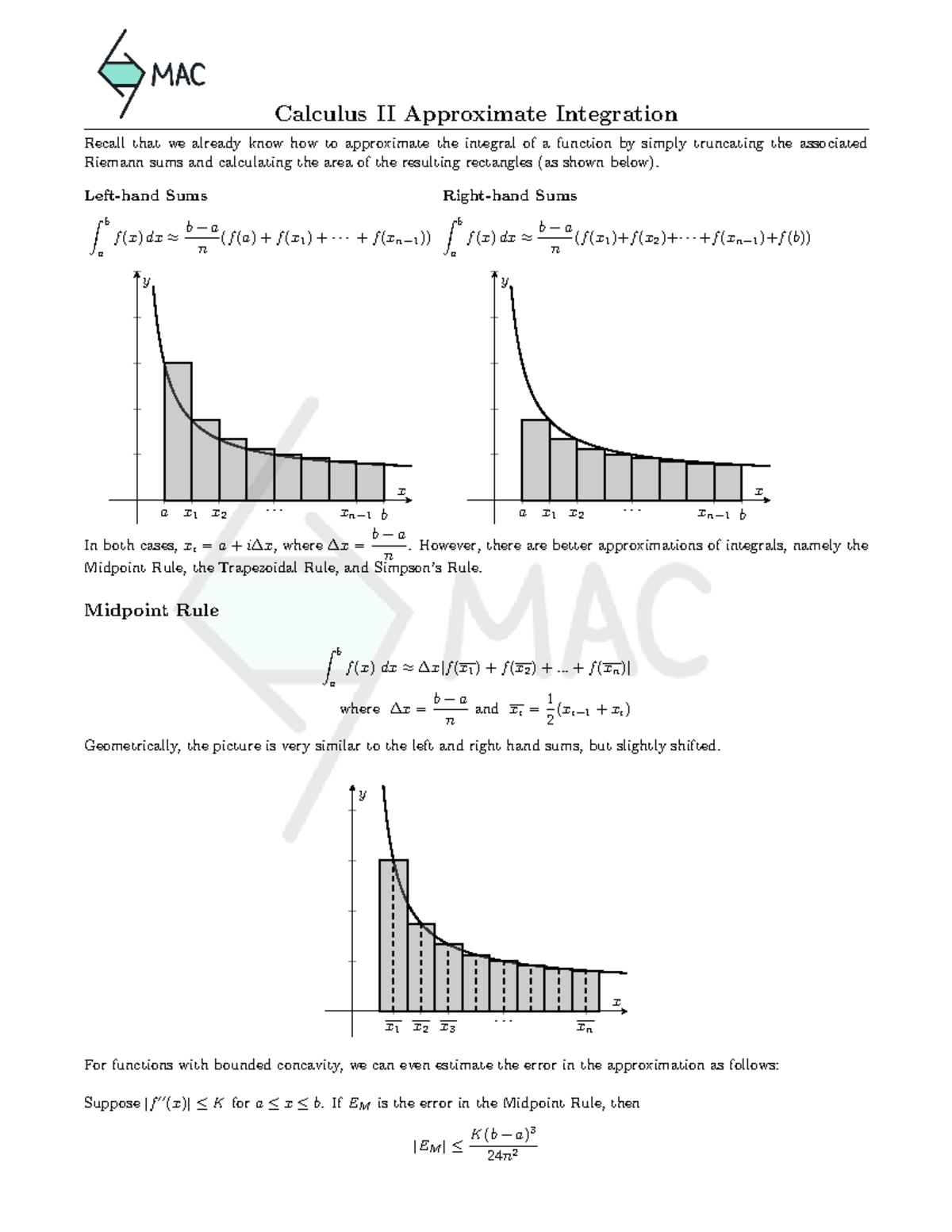 166-222 Approximate Integration - Calculus II Approximate Integration ...