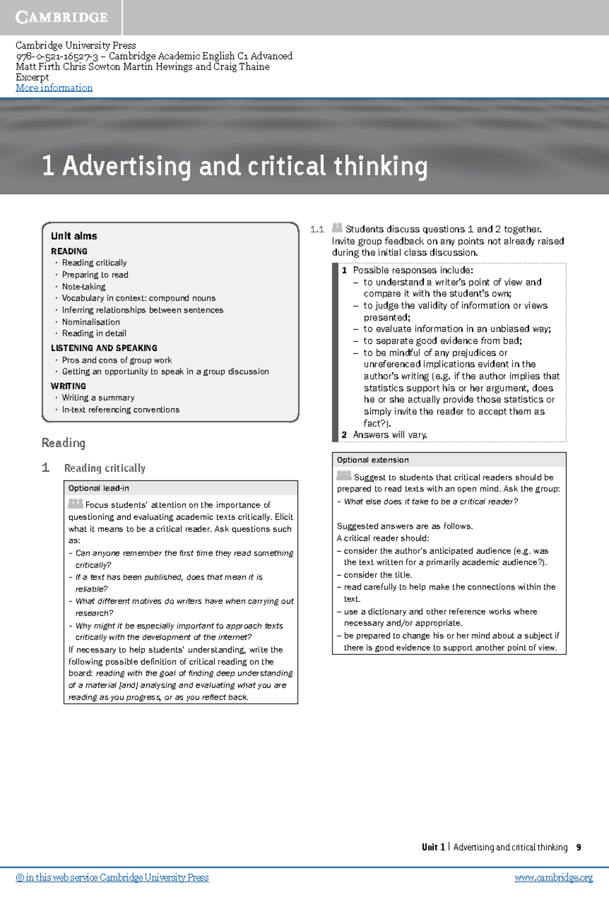 9780521165273 Excerpt 978 0 521 16527 3 Cambridge Academic English