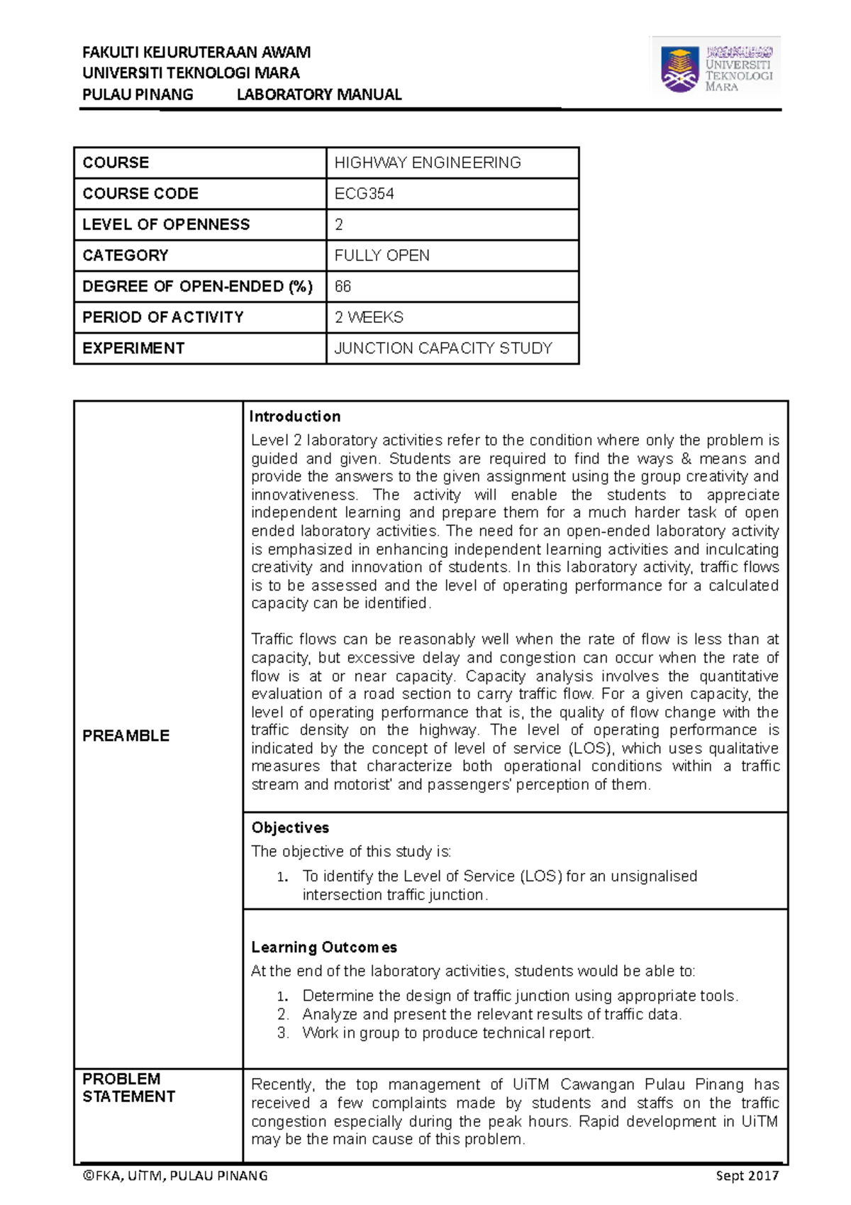 Level 2 - junction capacity - FAKULTI KEJURUTERAAN AWAM UNIVERSITI ...
