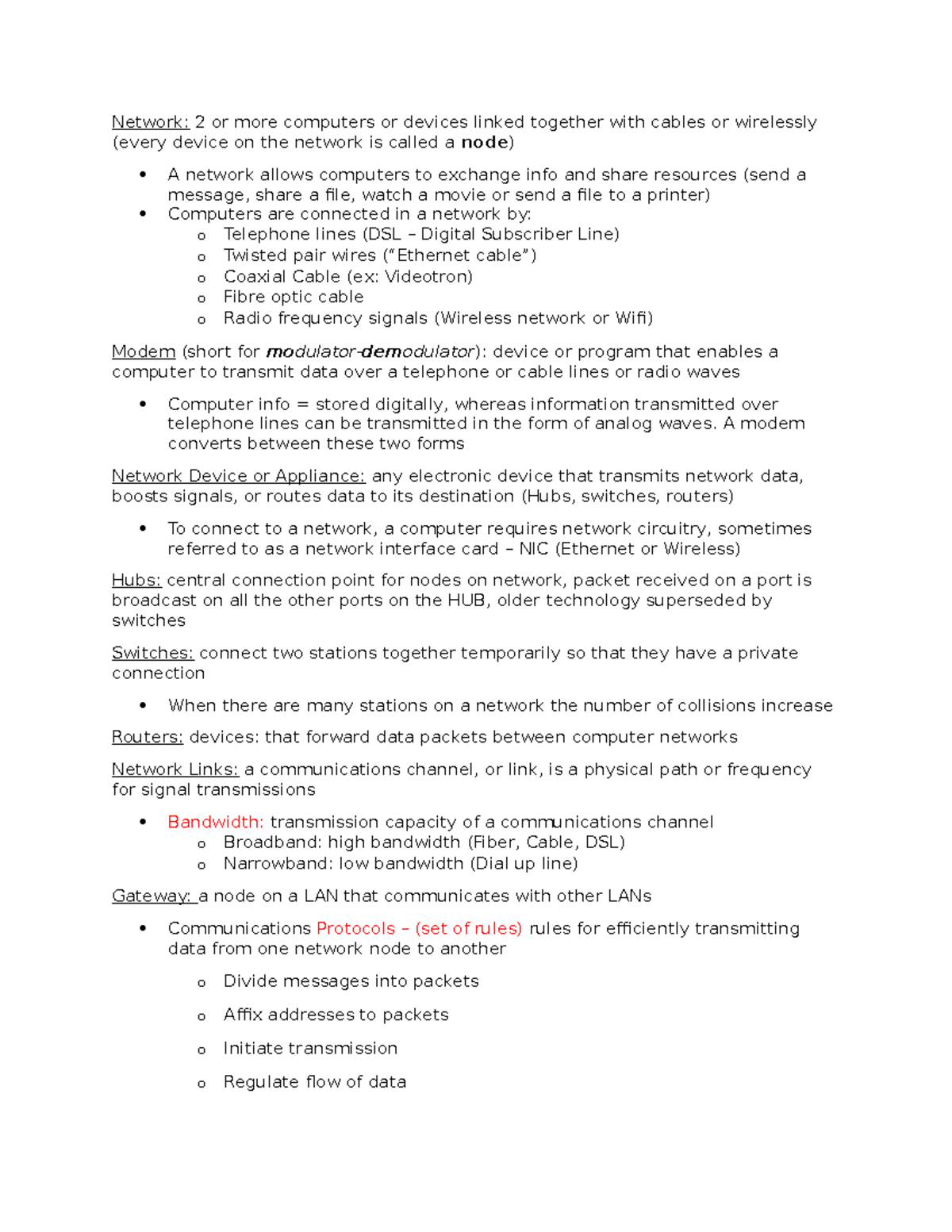Intro to Computer Science Final Exam Notes - Network: 2 or more ...
