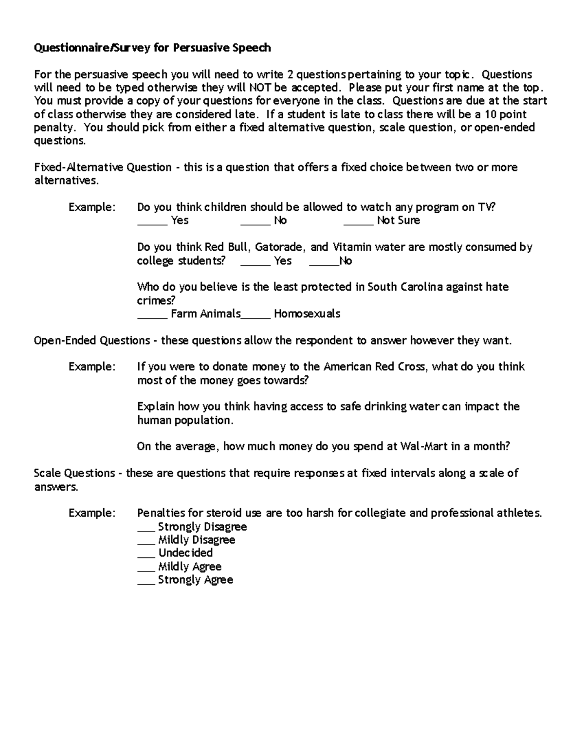 Questionnaire For Assignment For Persuasive Speech For The   Thumb 1200 1553 