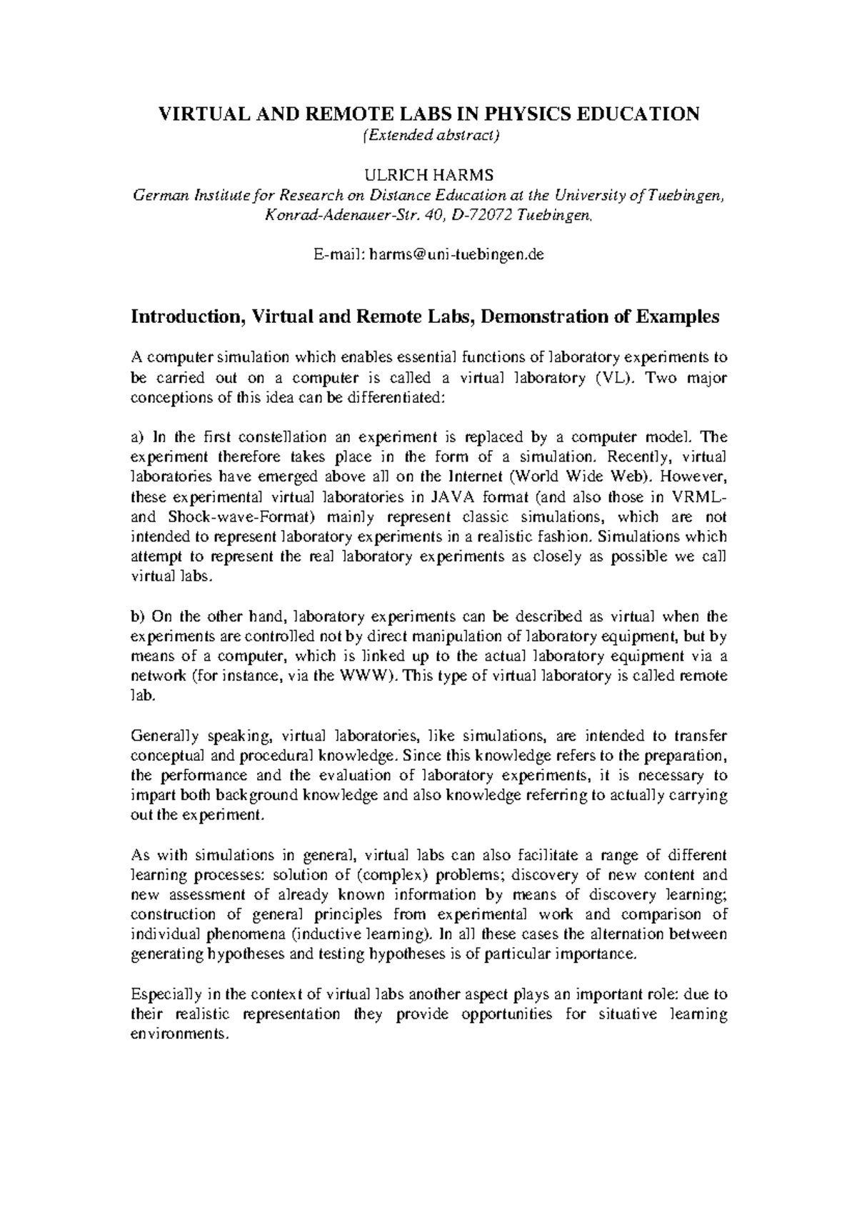 Virtual AND Remote LABS IN Physics Education - VIRTUAL AND REMOTE LABS ...