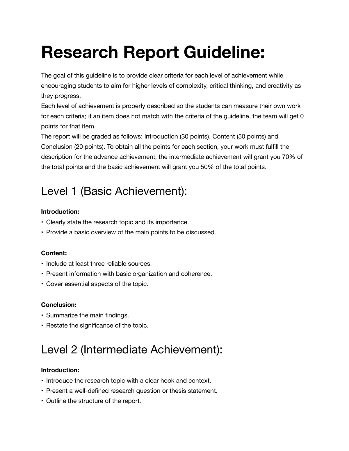 guidelines for preparing good research report