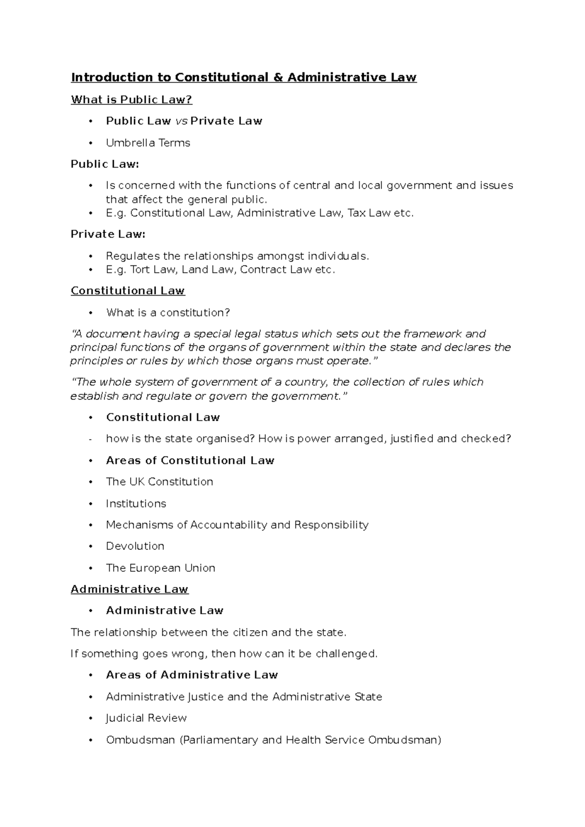 Introduction to Constitutional and Administrative Law E