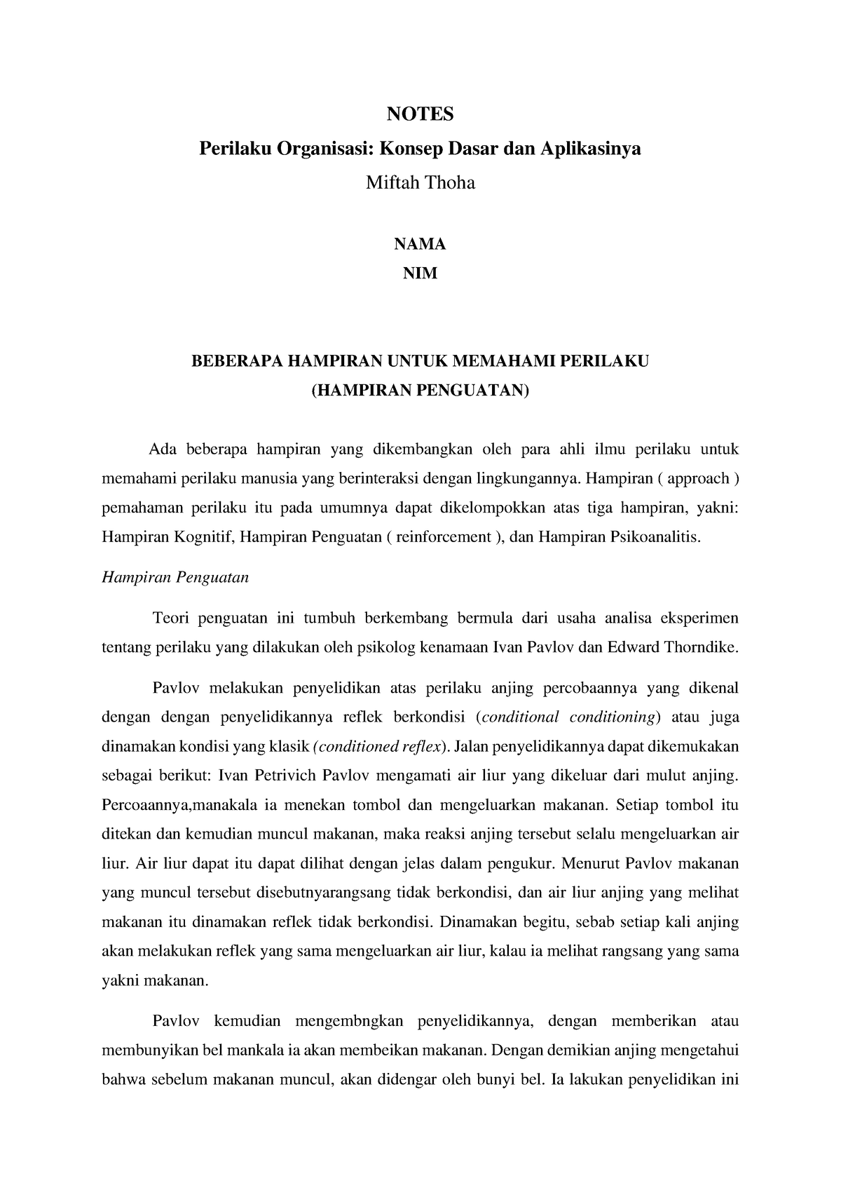 Beberapa Hampiran Untuk Memahami Perilaku (Hampiran Penguatan) - NOTES ...