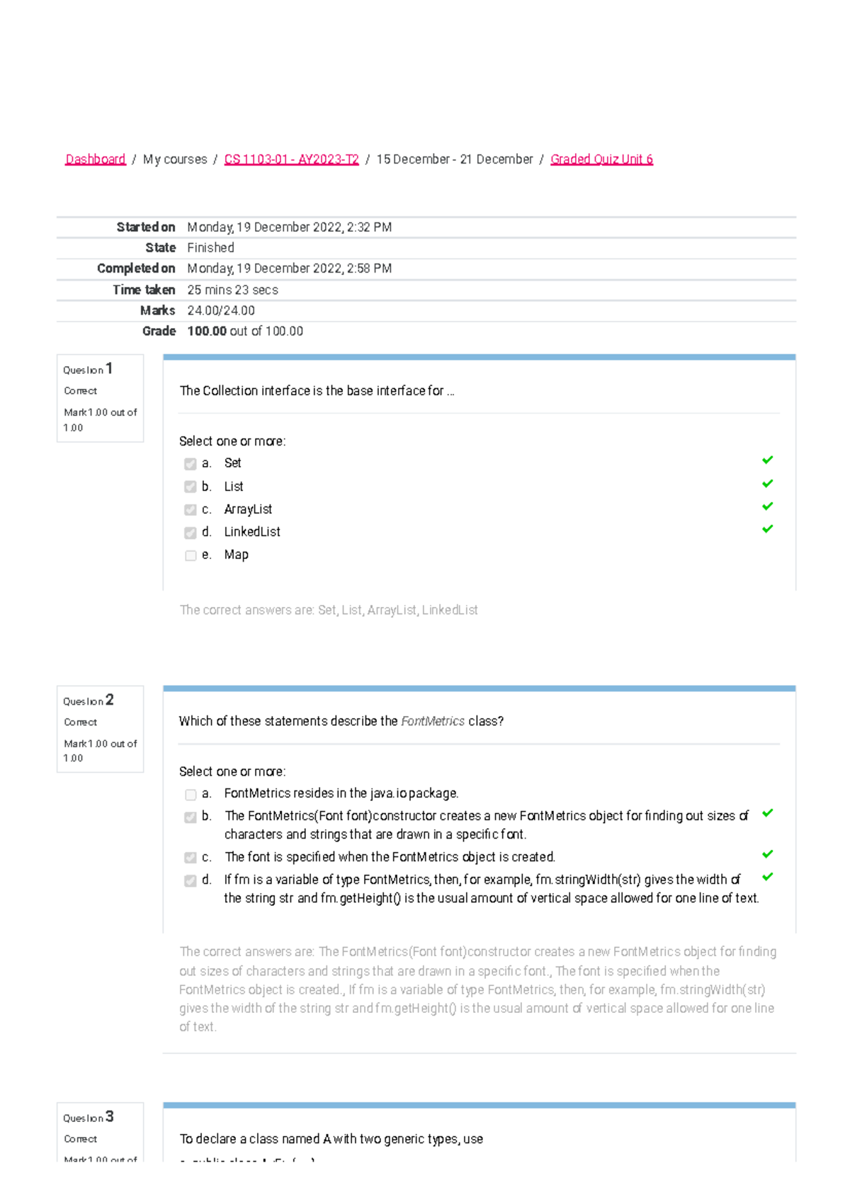 Graded Quiz Unit 6 Attempt Review - Question 1 Correct Mark 1 Out Of 1 ...