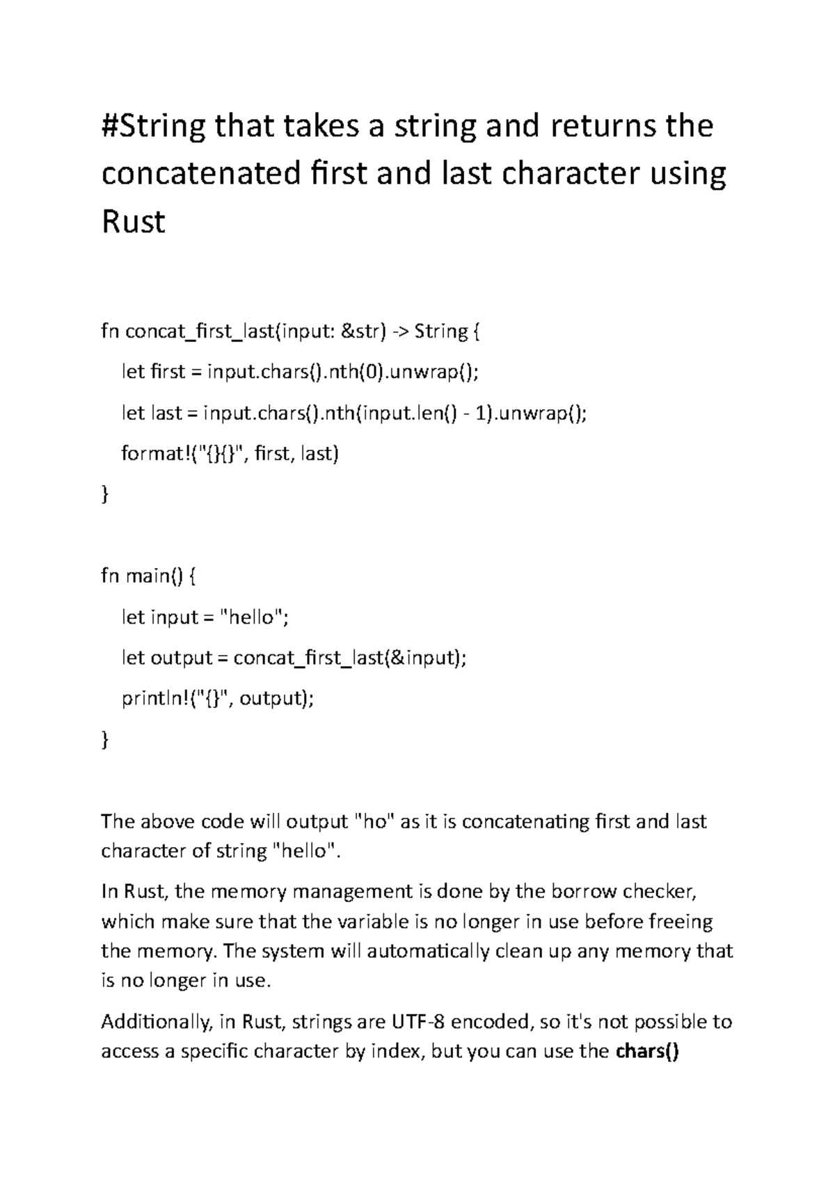 String that takes a string - Rust - #String that takes a string and returns the concatenated ...
