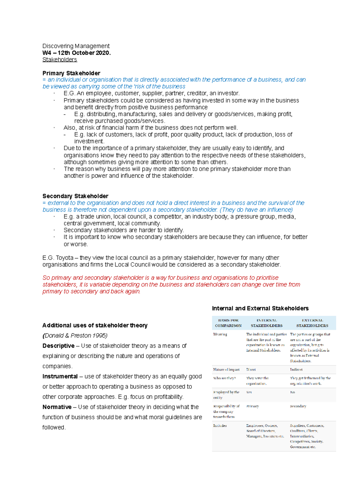 Term 1 Week 4 Discovering Management Lecture Notes - Discovering ...