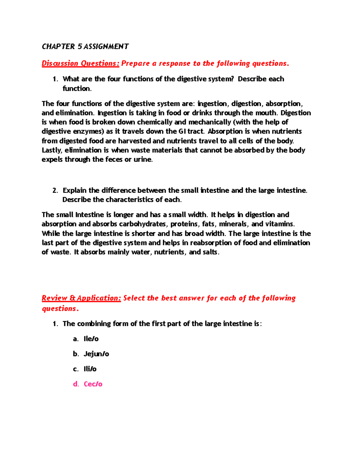 My chapter - It helpful - CHAPTER 5 ASSIGNMENT Discussion Questions ...