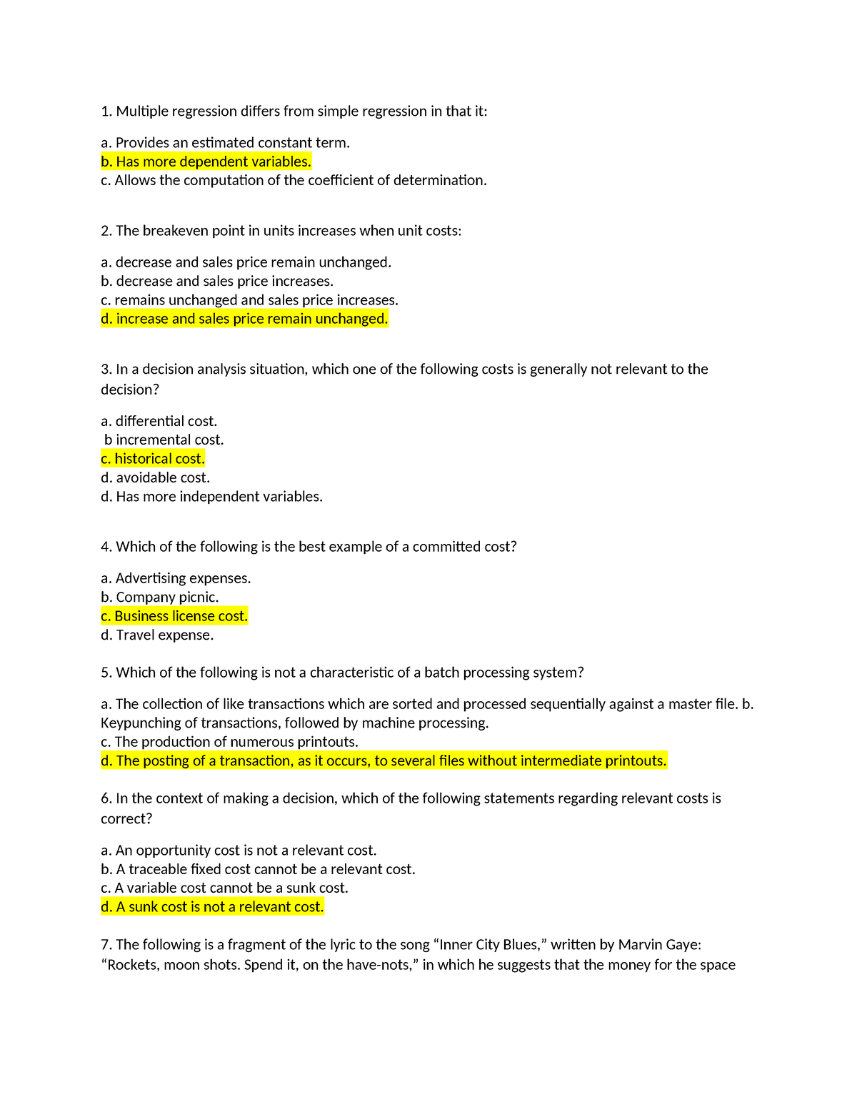 MAS Quiz - Quiz - Multiple regression differs from simple regression in ...