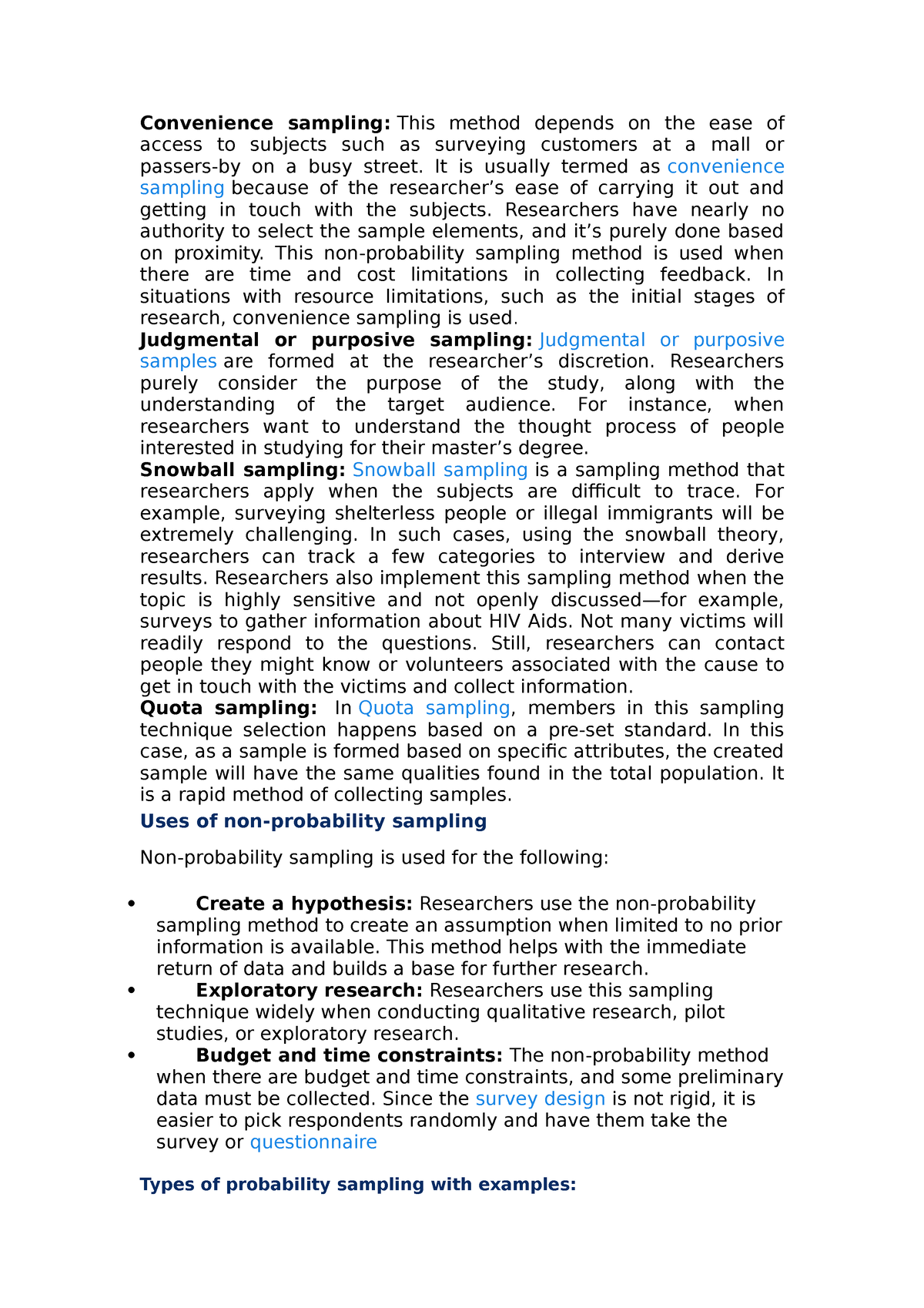 3IS Report EXP - ..... - Convenience Sampling: This Method Depends On ...