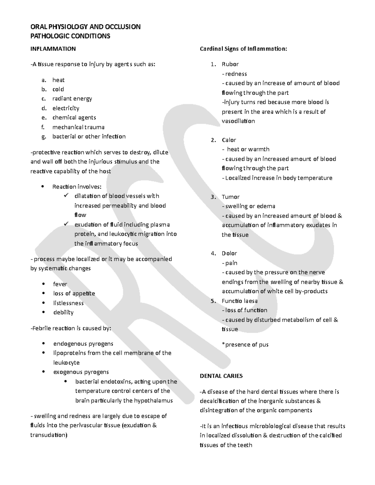 Oral Physiology - Oral Pathologic Conditions - PATHOLOGIC CONDITIONS ...