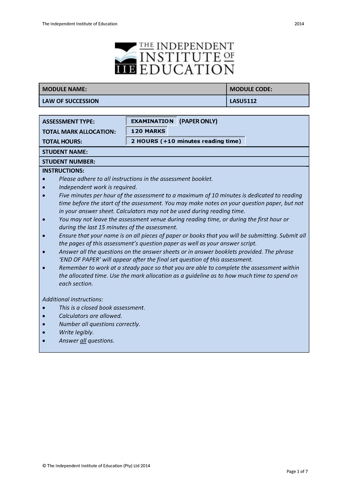 lasu5112ea-past-exam-papers-module-name-module-code-law-of