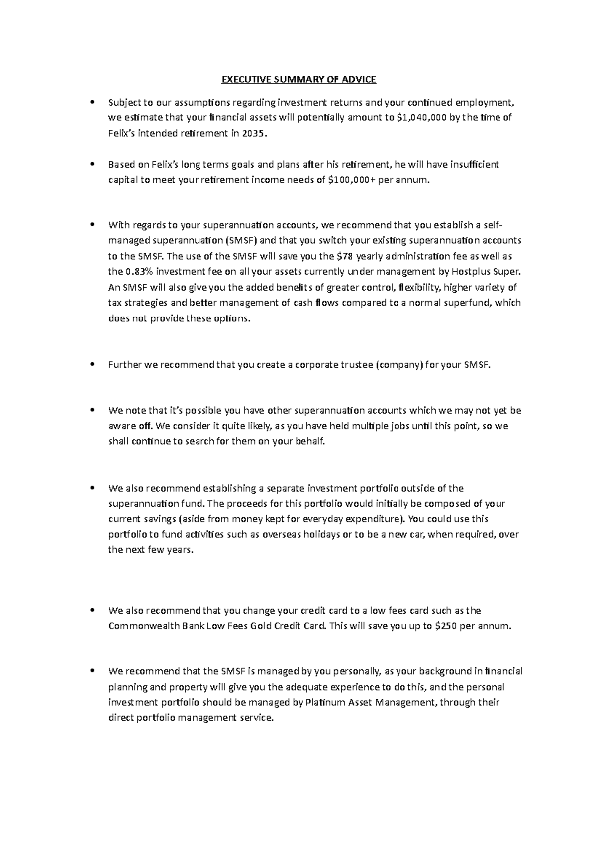 Financial Advice For Retirement Planning Studocu