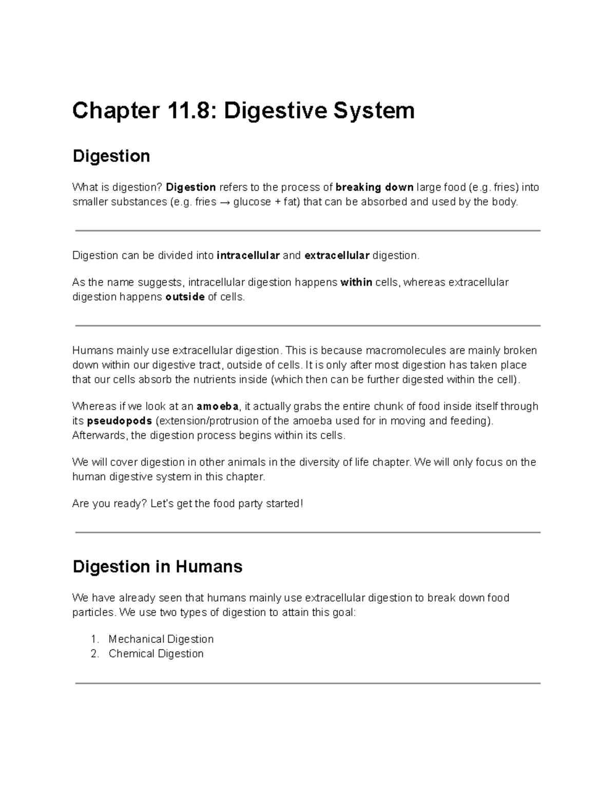 Digestive System - Lecture Notes 11 - Chapter 11: Digestive System ...