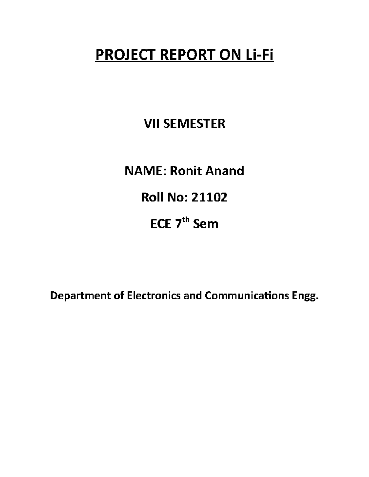 Project File on Li-Fi (Light Fidelity) technology - PROJECT REPORT ON ...