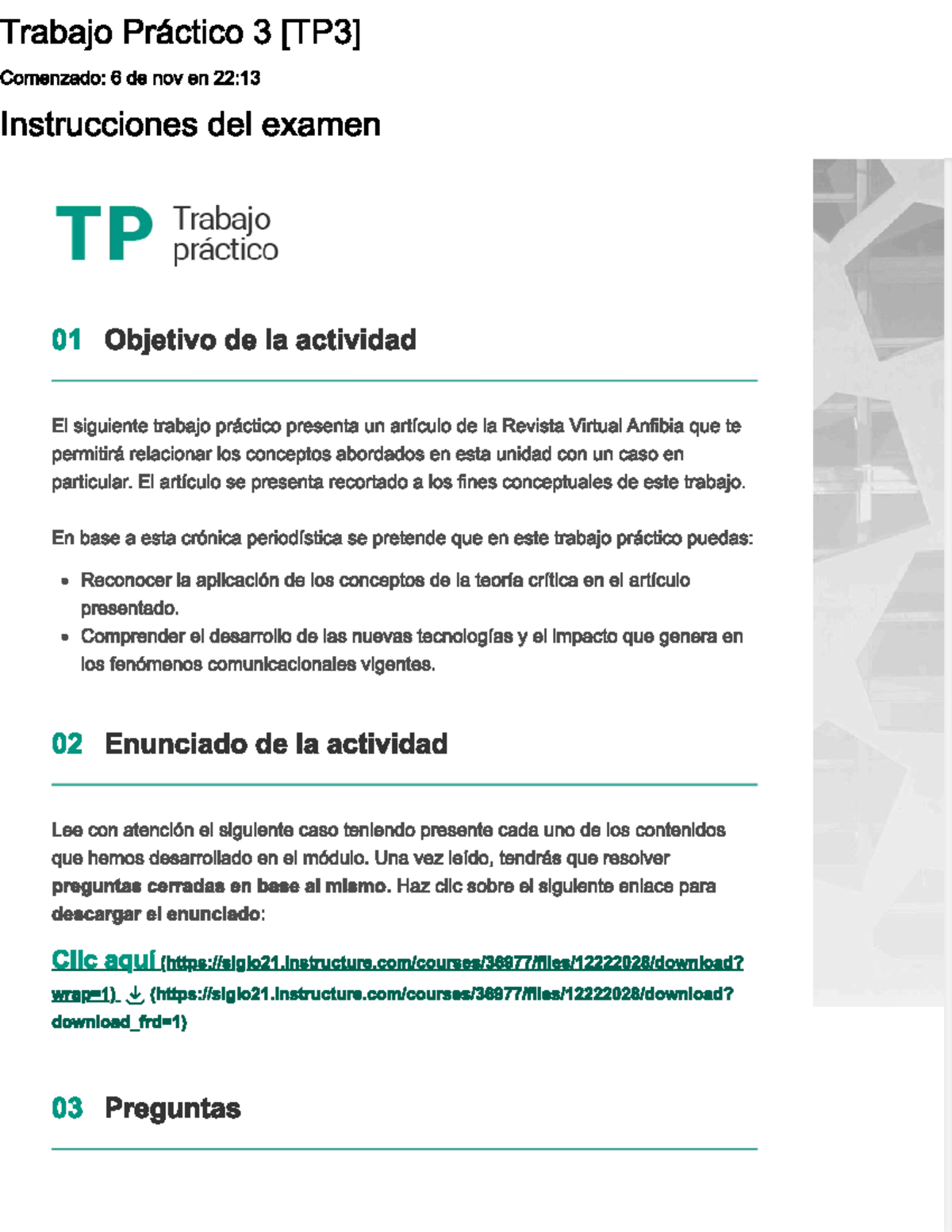 TP3 90% - 90% - Trabajo Práctico 3 Comenzado: 6 de nov en 22:13 ...