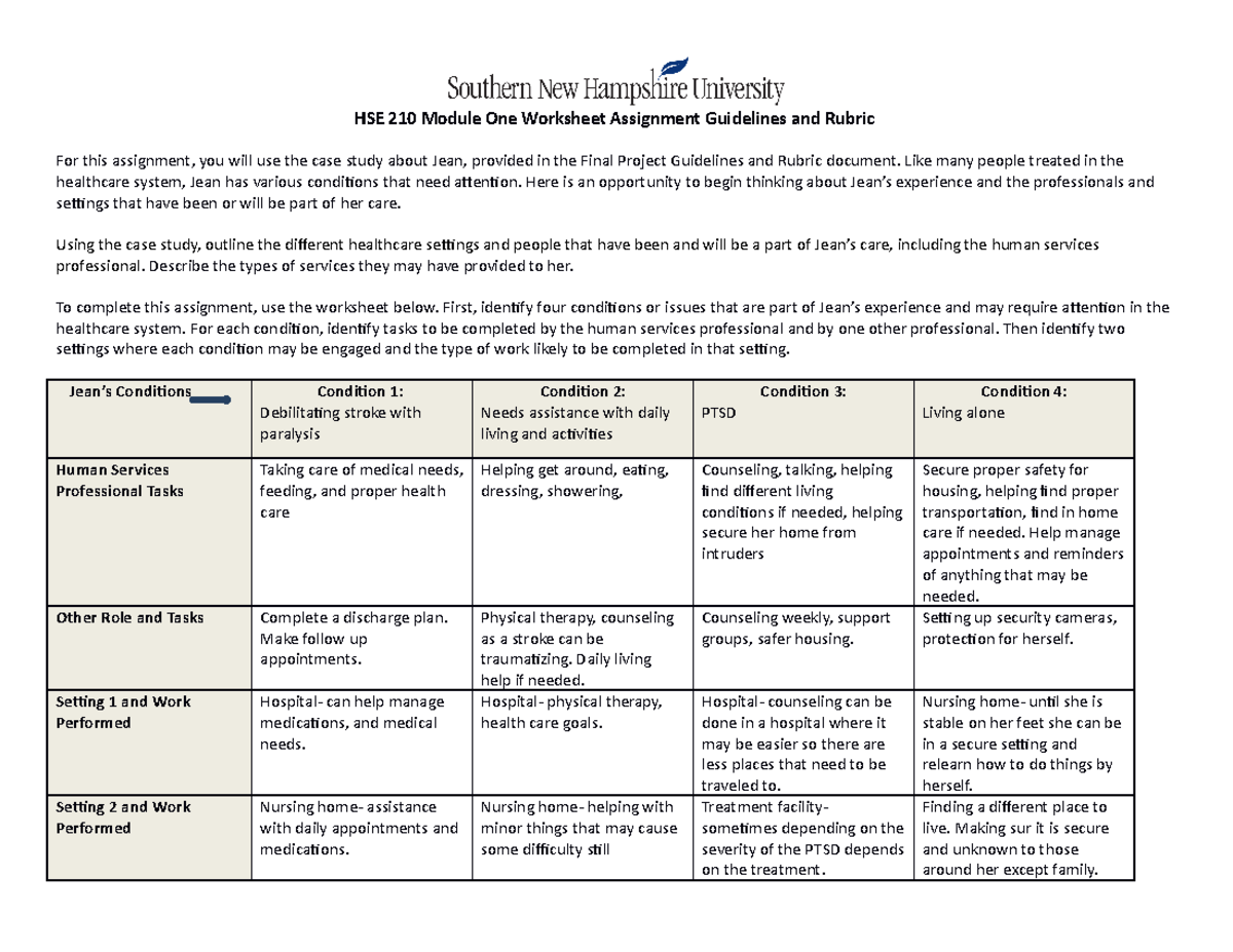 module four case study guidelines and rubric